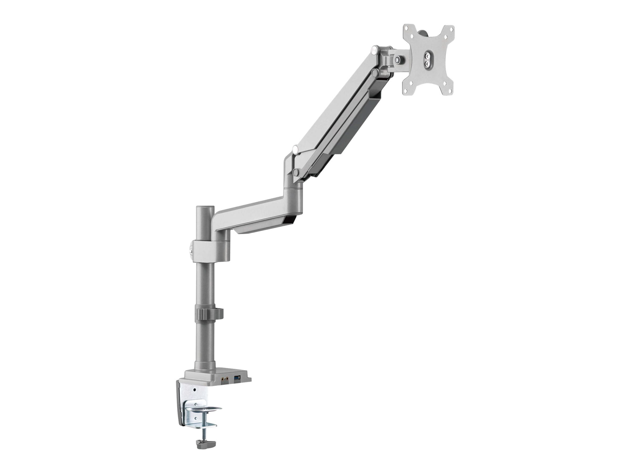 Tripp Eaton Tripp Lite Series Single-Display Flex-Arm Desktop Clamp for 17" to 32" Flat-Screen Displays - USB and Audio Ports, Aluminum - Befestigungskit - vollbeweglicher einstellbarer Arm - für Monitor - Aluminium, Stahl - Silber - Bildschirmgröße: 