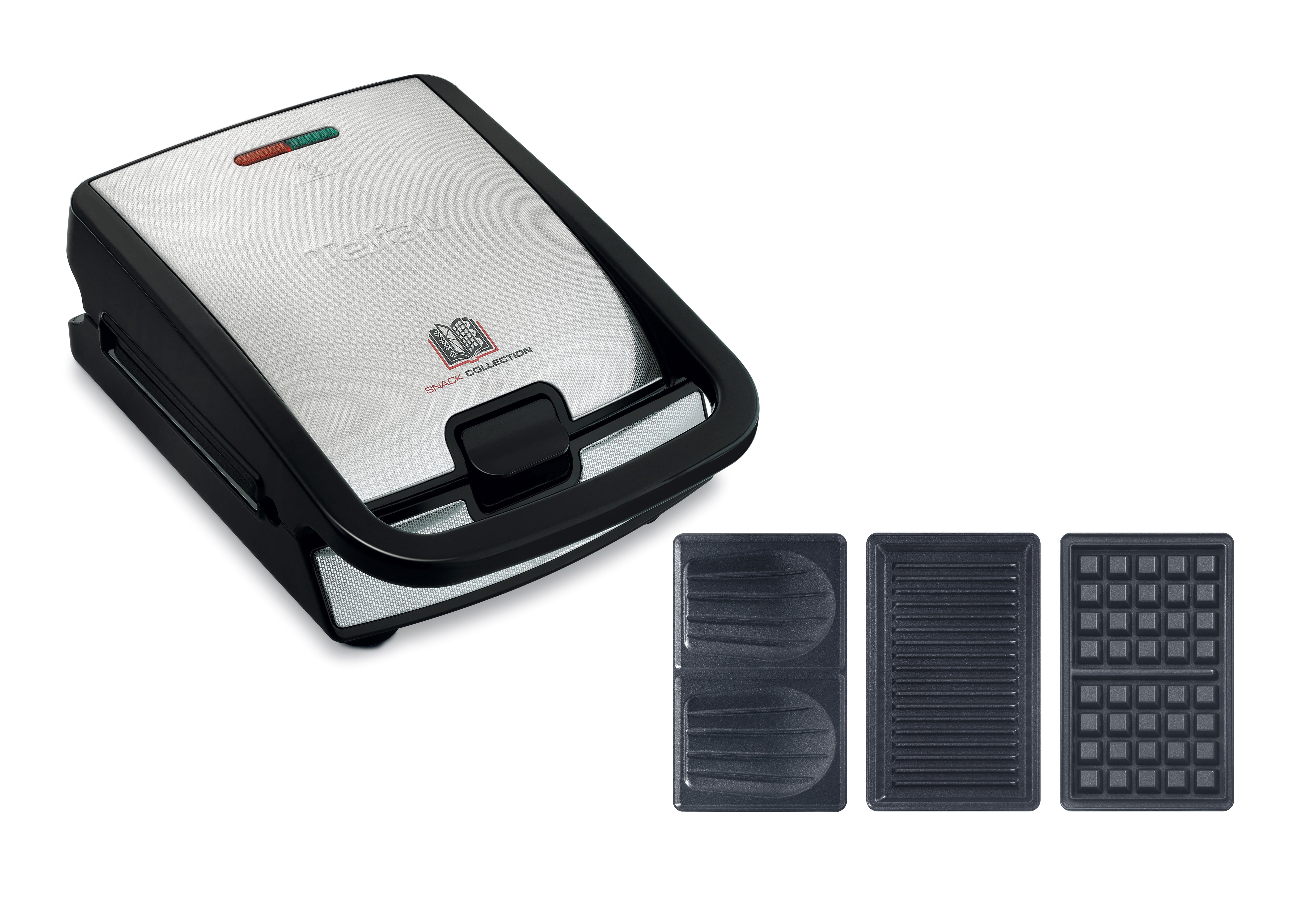 TEFAL Snack Collection Sandwichmaker & Waffeleisen SW852D, Schwarz, Edelstahl, Fertig, 225 x 135 mm, 700 W, Typ C, 203 mm
