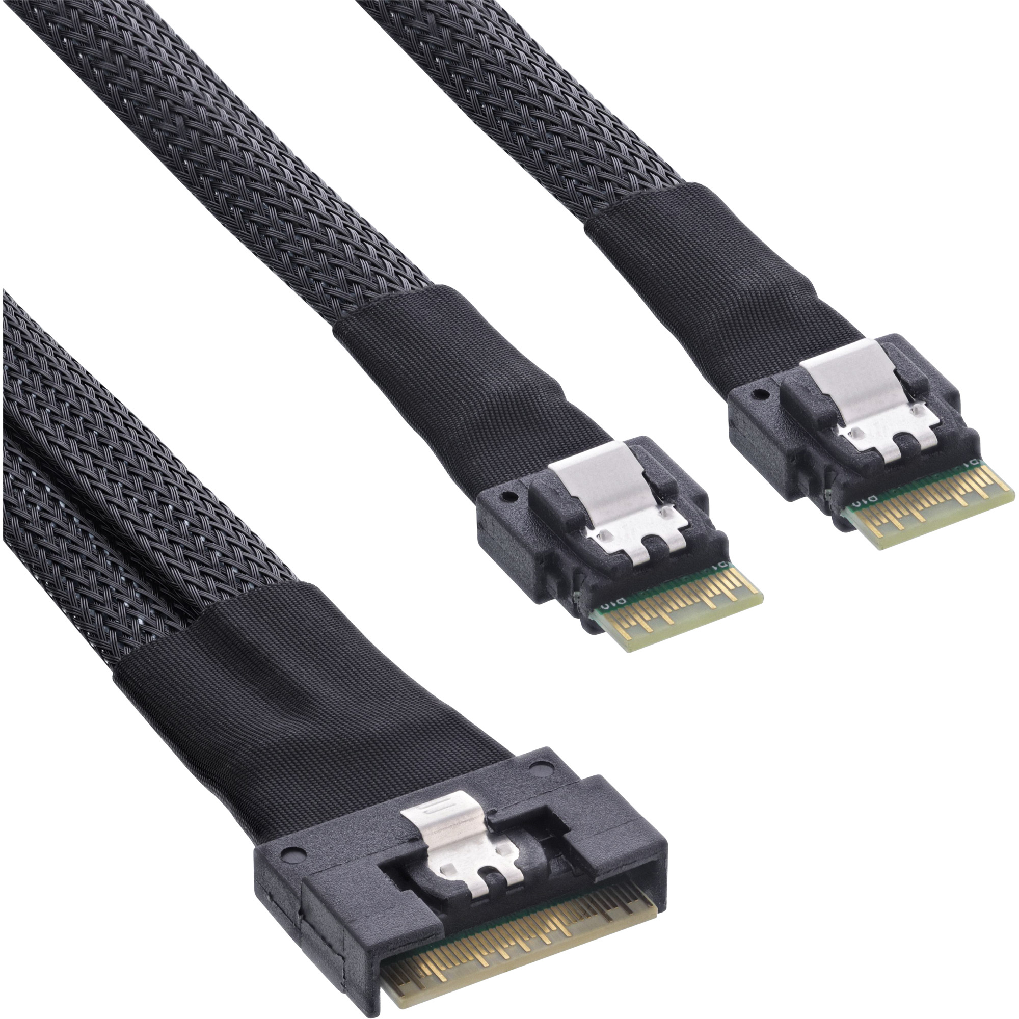 InLine Slim SAS Kabel - SFF-8654 8i zu 2x SFF-8654 4i - 1m