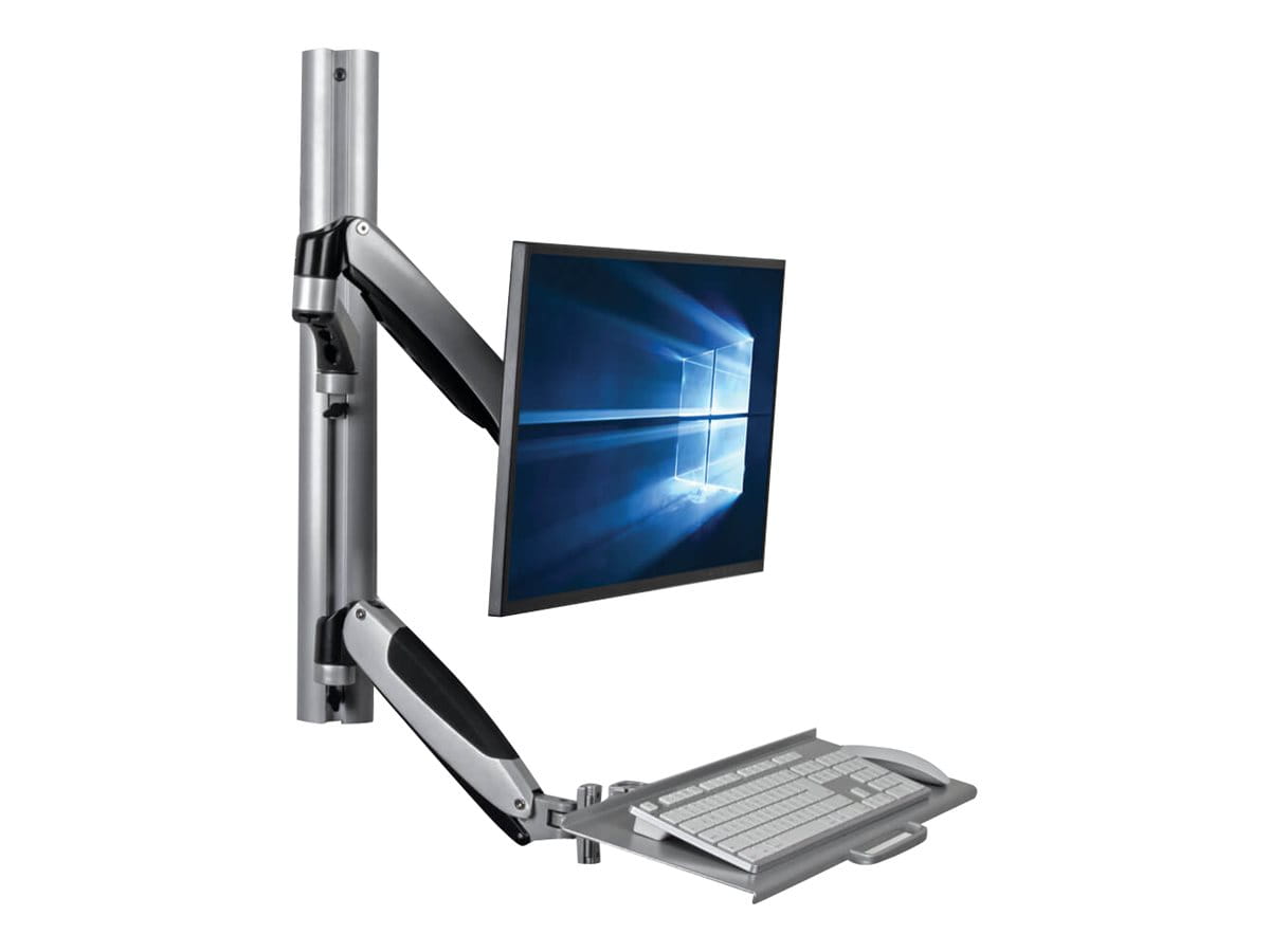 Tripp Eaton Tripp Lite Series Adjustable-Height Wall-Mount Sit-Stand Workstation, Single-Display - Befestigungskit (Befestigungsteile, 2 Tastaturarme, Wandschiene, Display-Befestigung, Halterung für Tastaturablage, Tastatur-Armaufsatz, Thin-Client-Halte