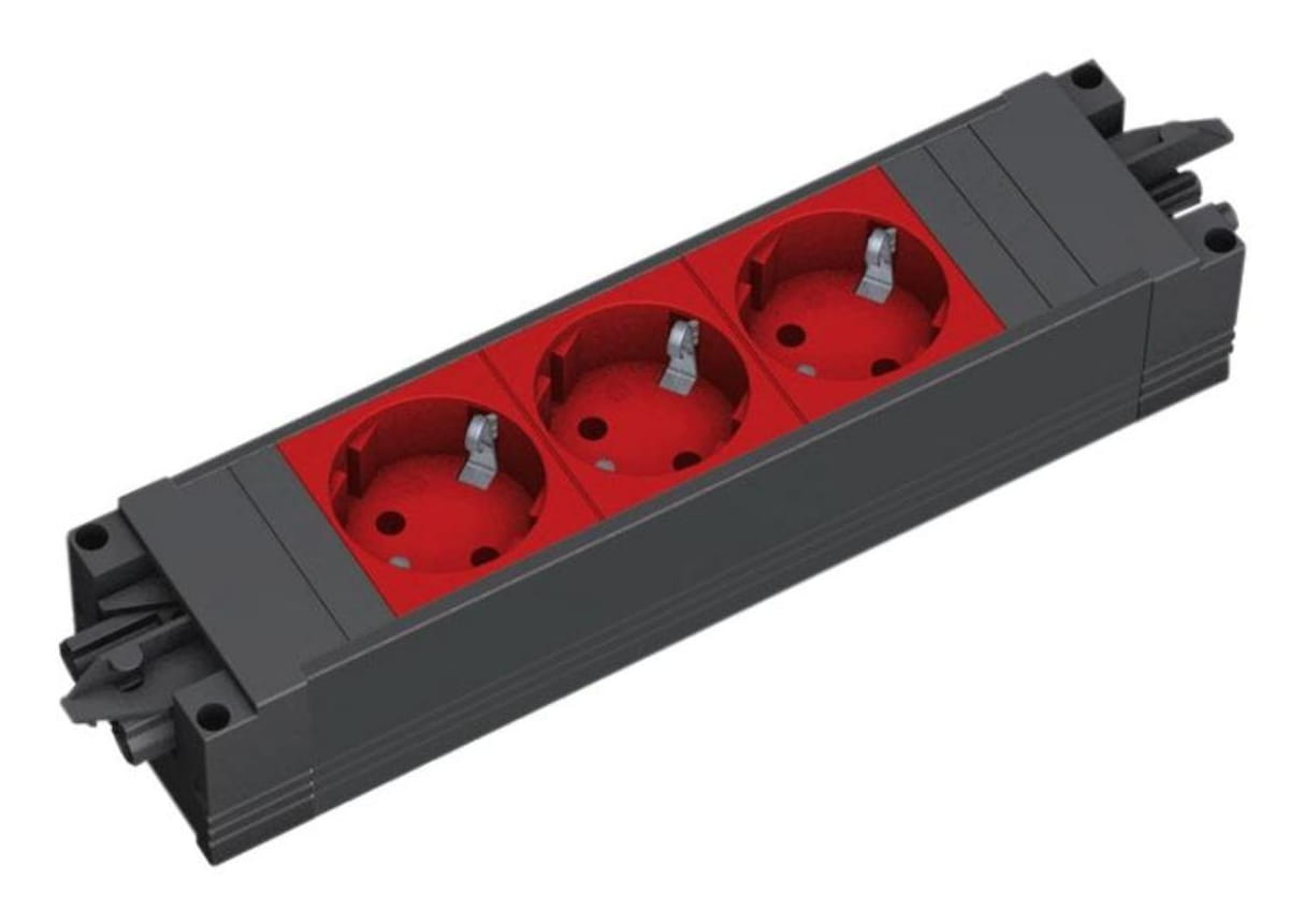 Bachmann STEP BASE - Steckdosenleiste - Wechselstrom 250 V - Eingabe, Eingang GST18i3 - Ausgangsanschlüsse: 3 (power CEE 7/3)