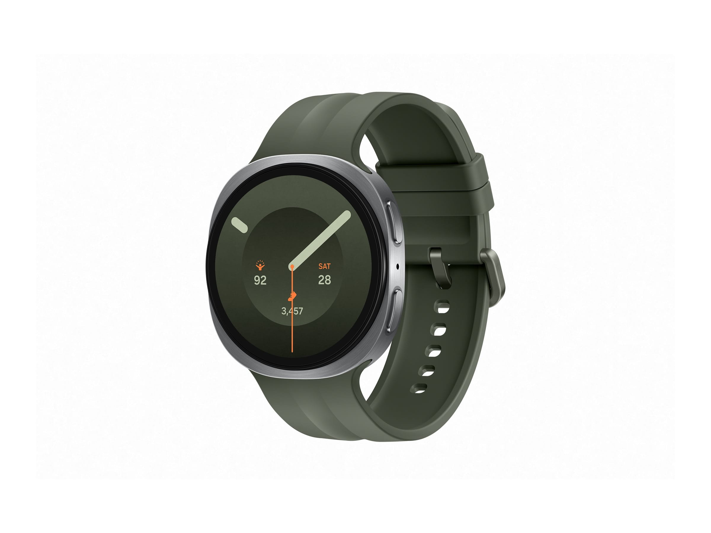 Samsung Galaxy Watch9 - 44 mm - silber - intelligente Uhr mit Sportband - Olive - Bandgröße: M/L - Anzeige 3.73 cm (1.47")
