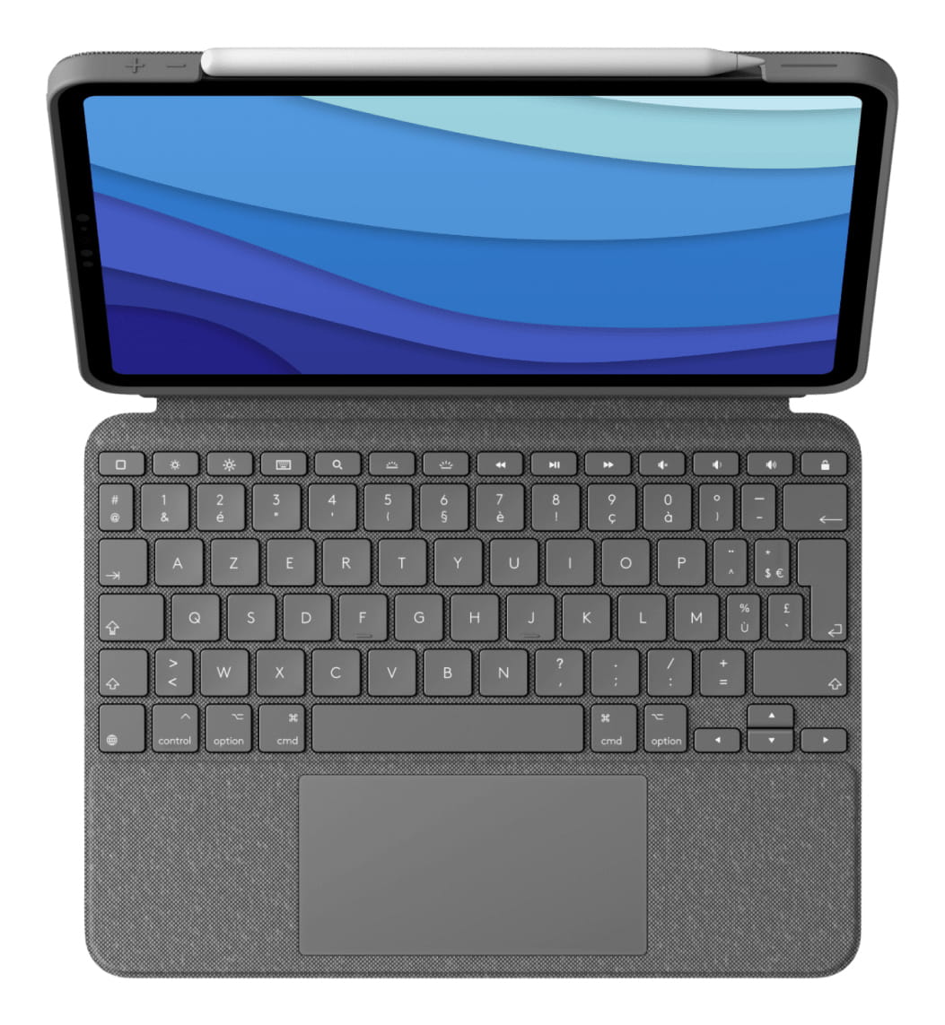 Logitech Combo Touch - Tastatur und Foliohülle - mit Trackpad - hintergrundbeleuchtet - Apple Smart connector - AZERTY - Französisch - Oxford Gray - für Apple 11-inch iPad Pro (1. Generation, 2. Generation, 3. Generation)