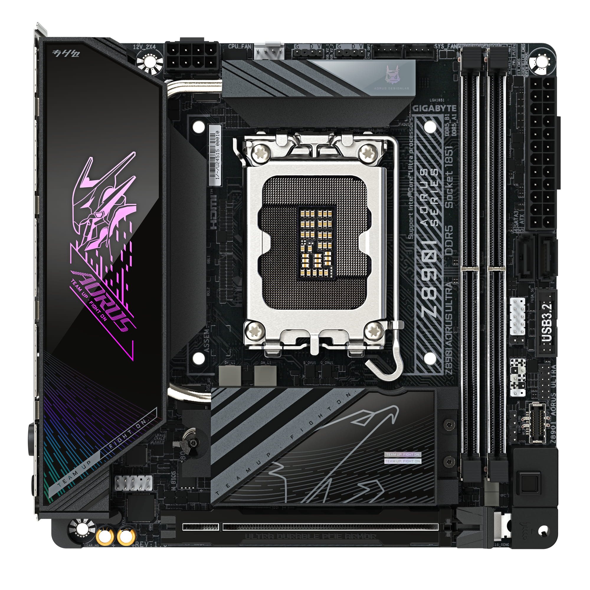 Gigabyte AORUS Z890I ULTRA - Motherboard - Mini-ITX - LGA1851-Sockel - Z890 Chipsatz - USB4, USB-C 3.2 Gen2, USB 3.2 Gen 2, USB 3.2 Gen 1 - 2.5 Gigabit LAN, Wi-Fi 7, Bluetooth - Onboard-Grafik (CPU erforderlich)