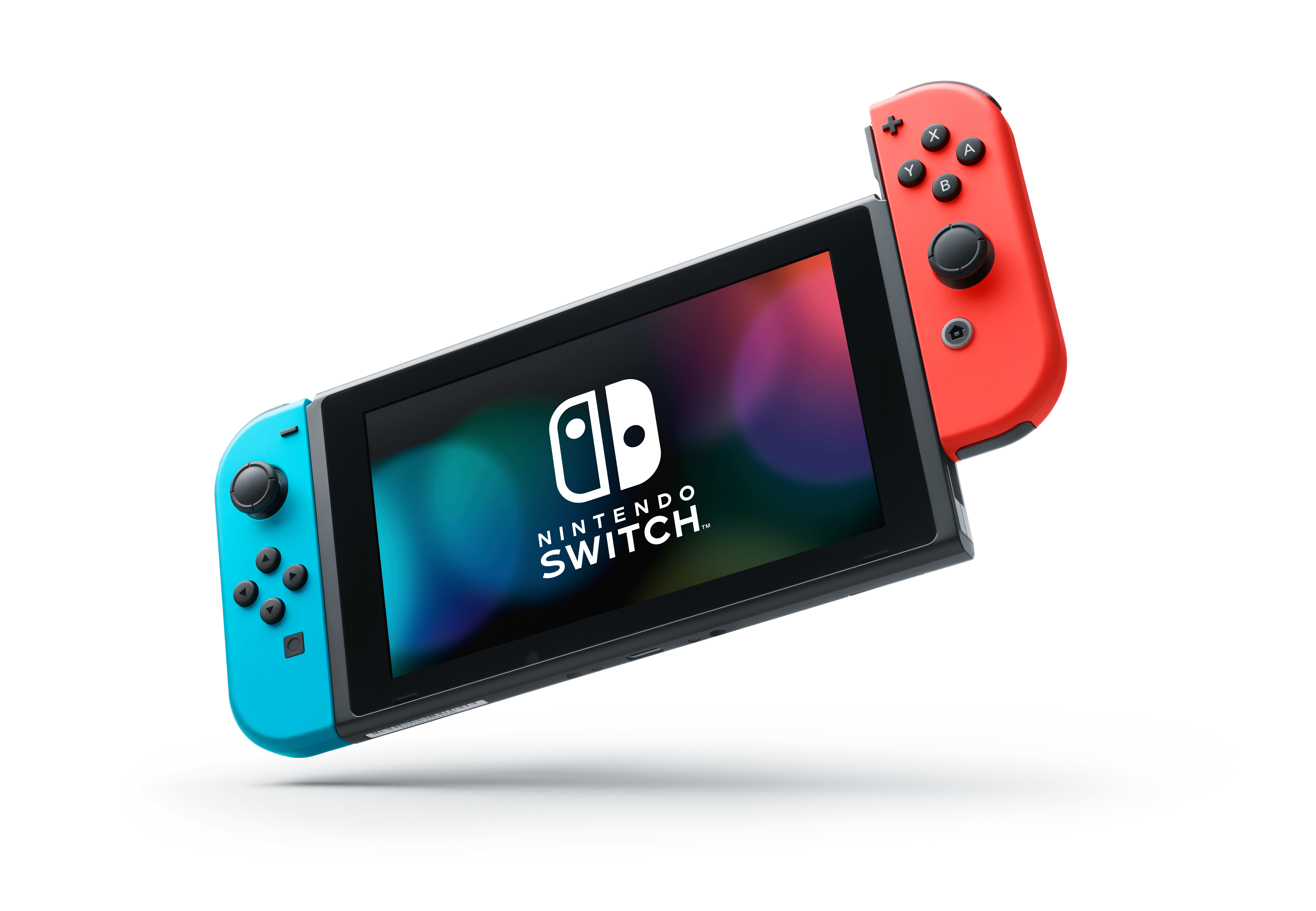 Nintendo Switch with Neon Blue and Neon Red Joy-Con