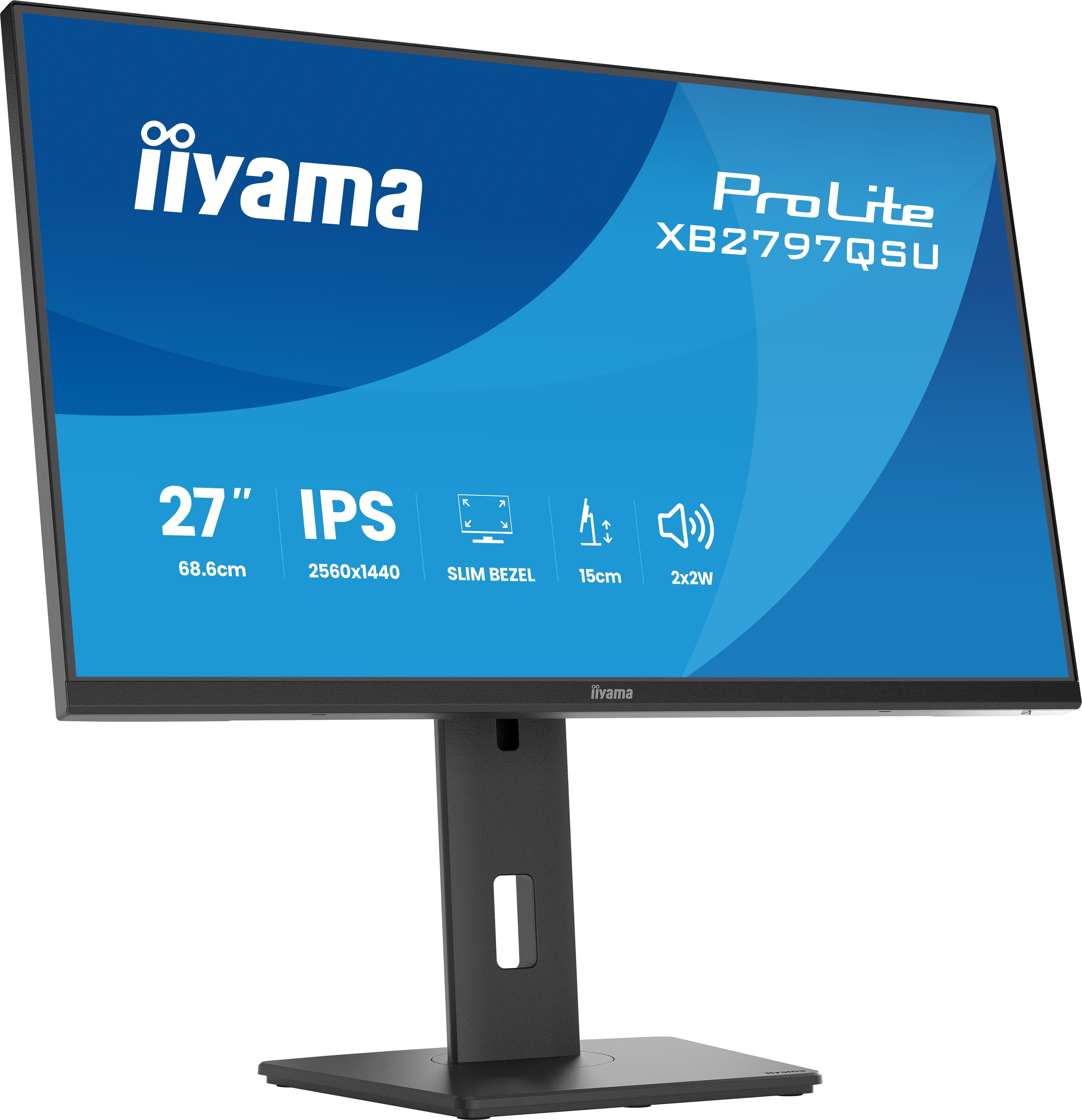 Iiyama ProLite XB2797QSU-B1, 68,6 cm (27"), 2560 x 1440 Pixel, Quad HD, LED, 1 ms, Schwarz