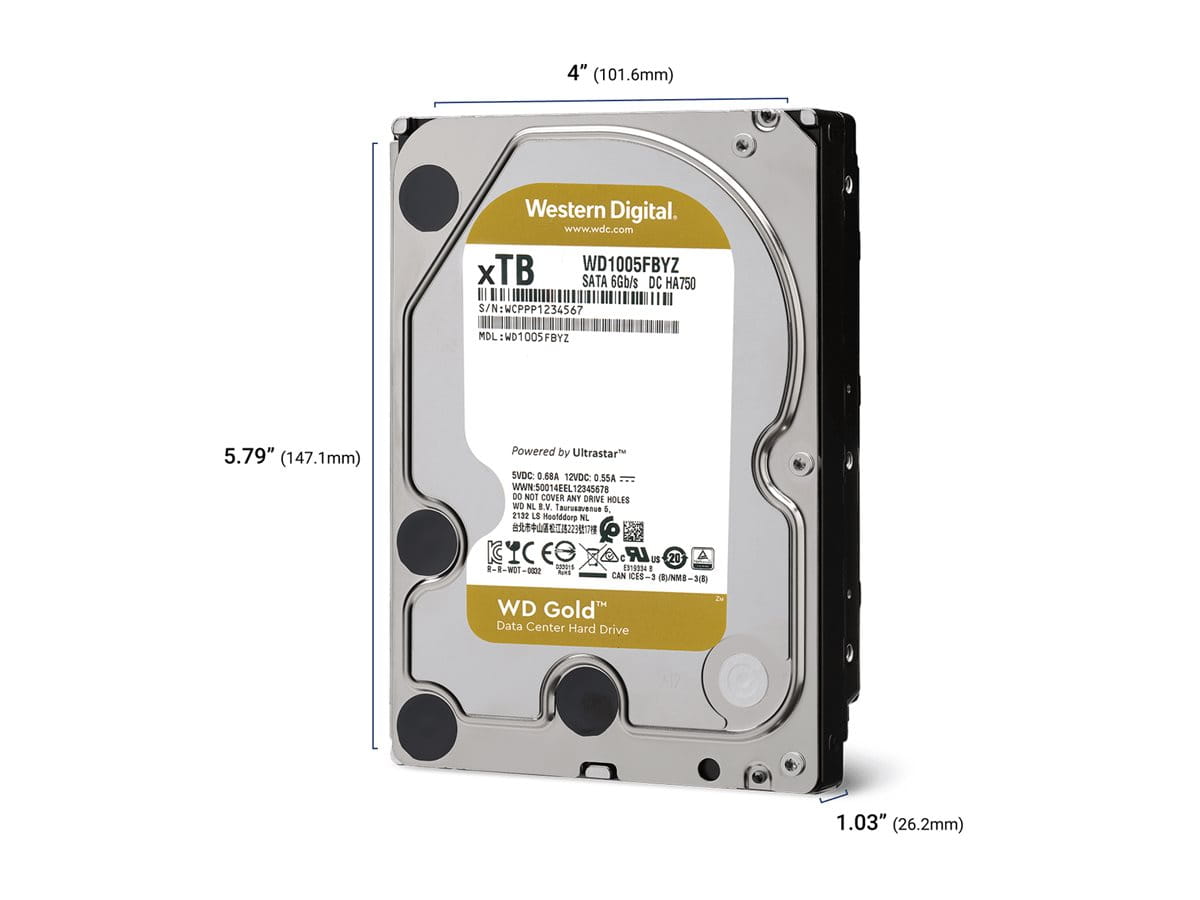 WD Gold WD203KRYZ - Festplatte - Enterprise - 20 TB - intern - 3.5" (8.9 cm)