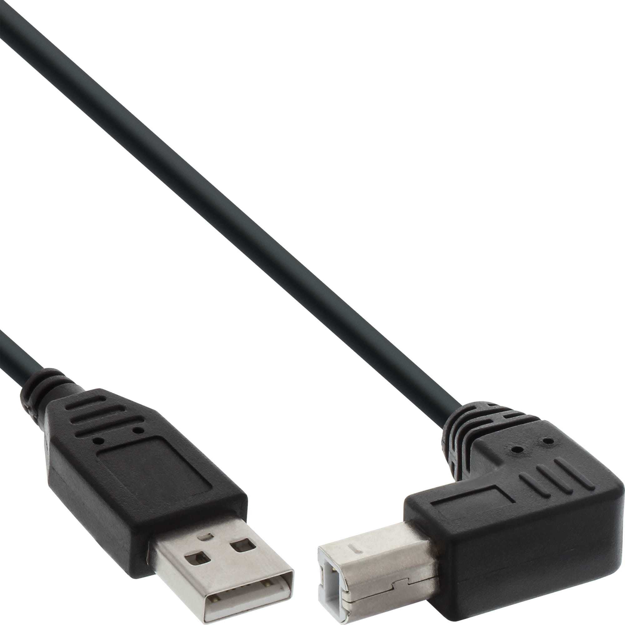 InLine USB 2.0 Kabel USB-A auf USB-B - unten abgewinkelt - schwarz - 0,5m