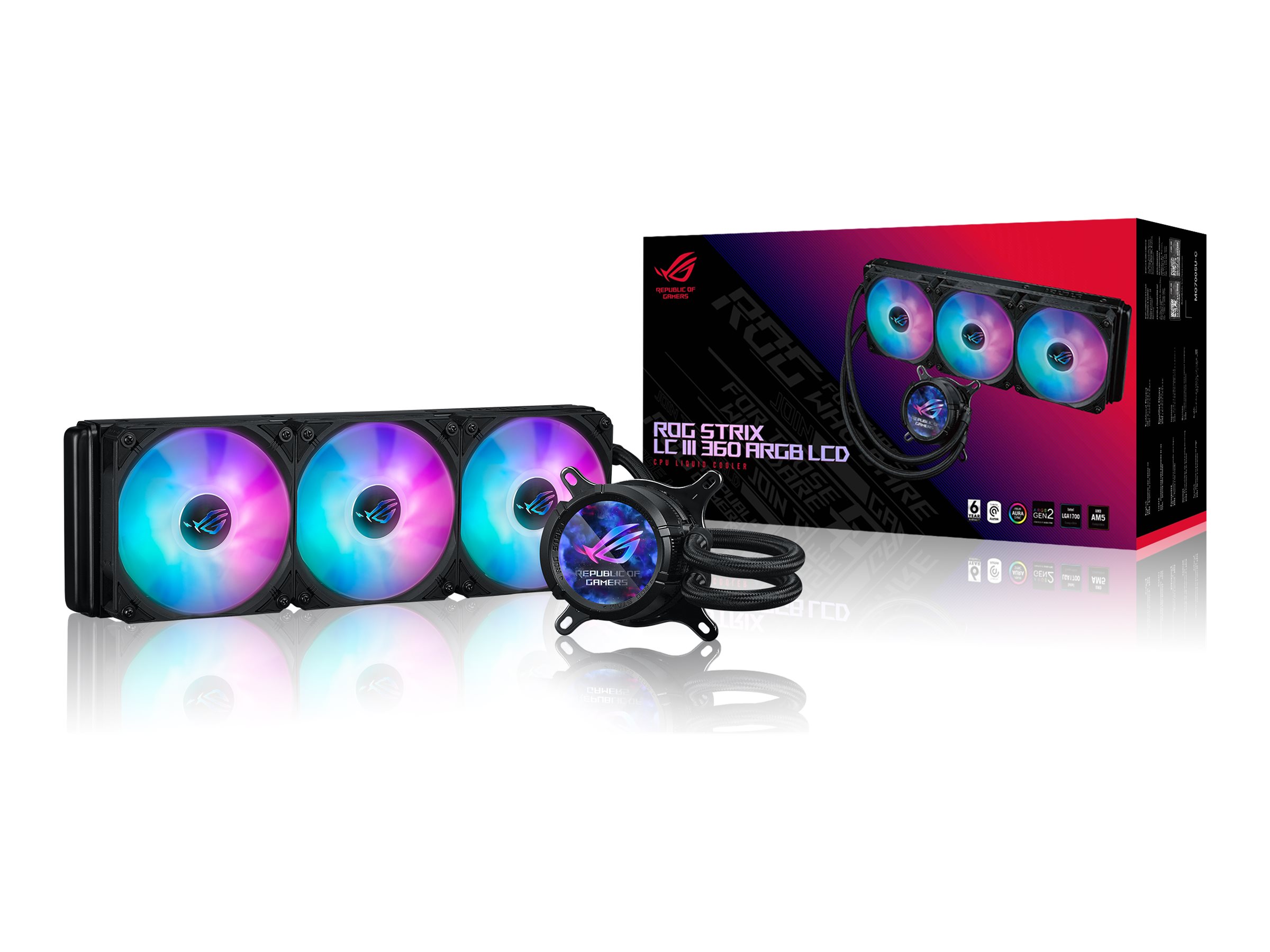 ASUS ROG STRIX LC III 360 ARGB LCD - Prozessor-Flüssigkeitskühlsystem - (für: LGA1700, LGA1200, LGA115x Socket, AM4, AM5)