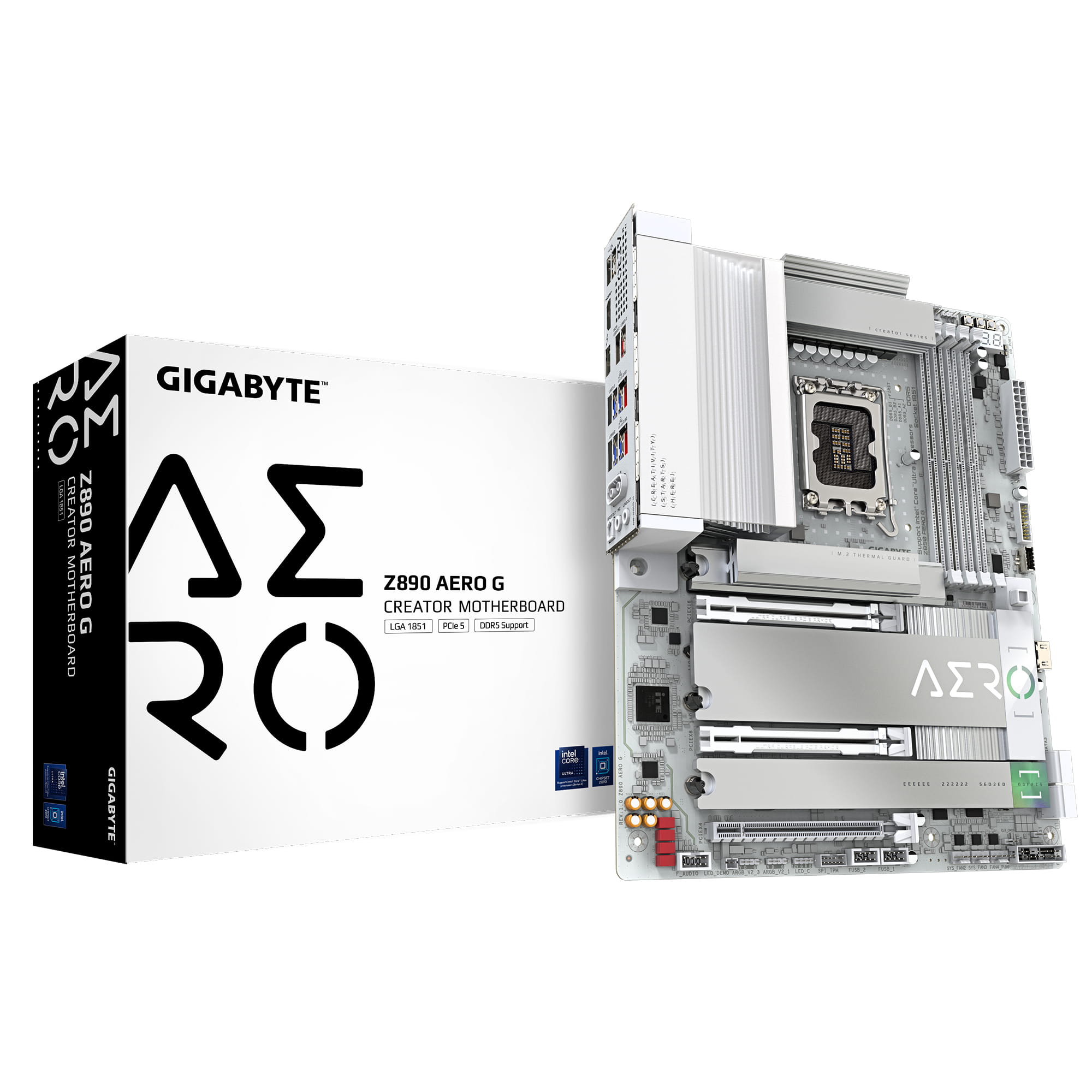 Gigabyte Z890 AERO G - Motherboard - ATX - LGA1851-Sockel - Z890 Chipsatz - USB4, USB 3.2 Gen 2, USB 3.2 Gen 1, USB-C 3.2 Gen 2x2 - 2 x 2.5 Gigabit LAN, Bluetooth, Wi-Fi 7 - Onboard-Grafik (CPU erforderlich)