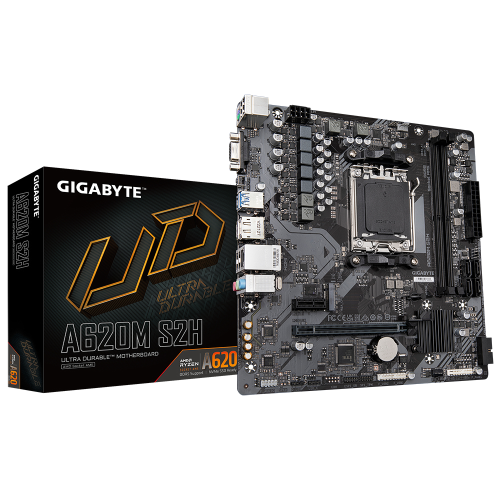 Gigabyte A620M S2H - Motherboard - micro ATX - Socket AM5 - AMD A620 Chipsatz - USB 3.2 Gen 1, USB-C 3.2 Gen 1 - Gigabit LAN - Onboard-Grafik (CPU erforderlich)