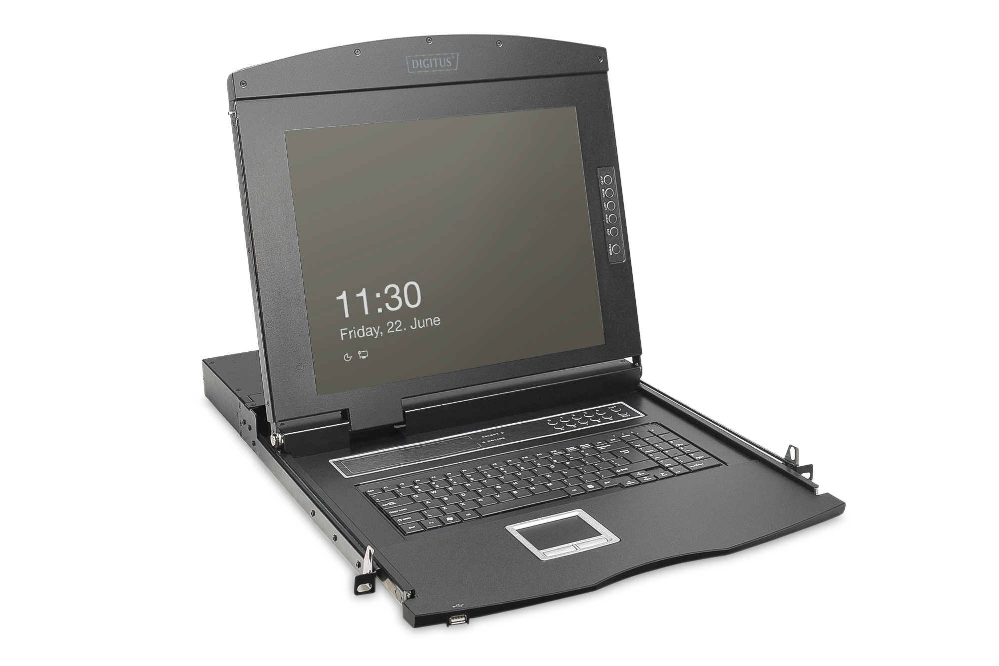 DIGITUS KVM-Konsole mit KVM-Switch - 1 Anschlüsse - Französisch - 43.2 cm (19")