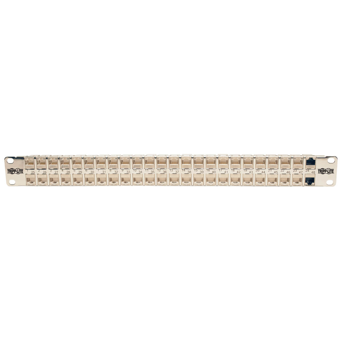 Tripp Eaton Tripp Lite Series 48-Port Cat6a Patch Panel Rackmount Shielded Feedthrough RJ45 1U - Patch Panel - CAT 6a - STP - RJ-45 X 48 - 1U - 48.3 cm (19")