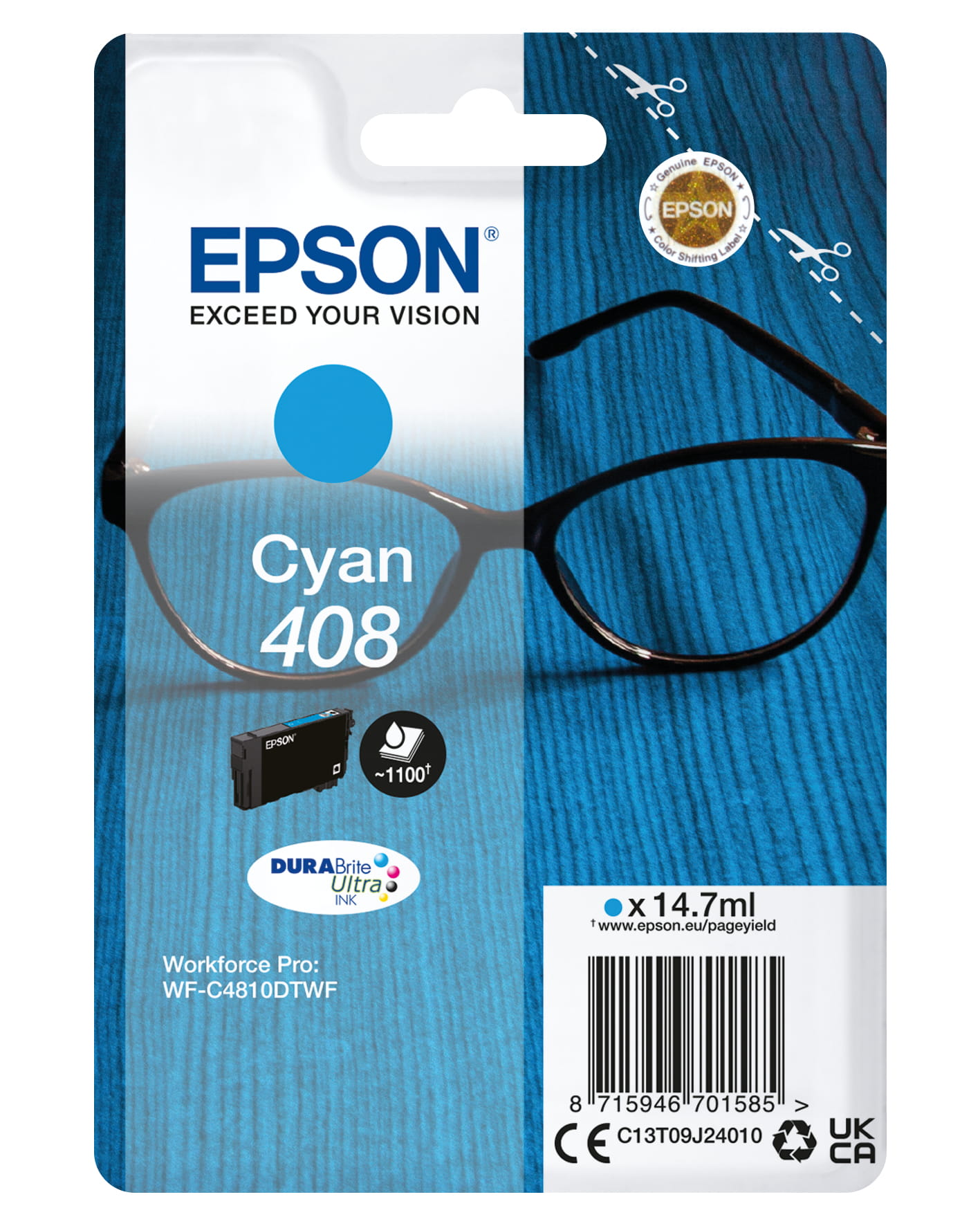 Epson 408 - 14.7 ml - mit hoher Kapazität - Cyan