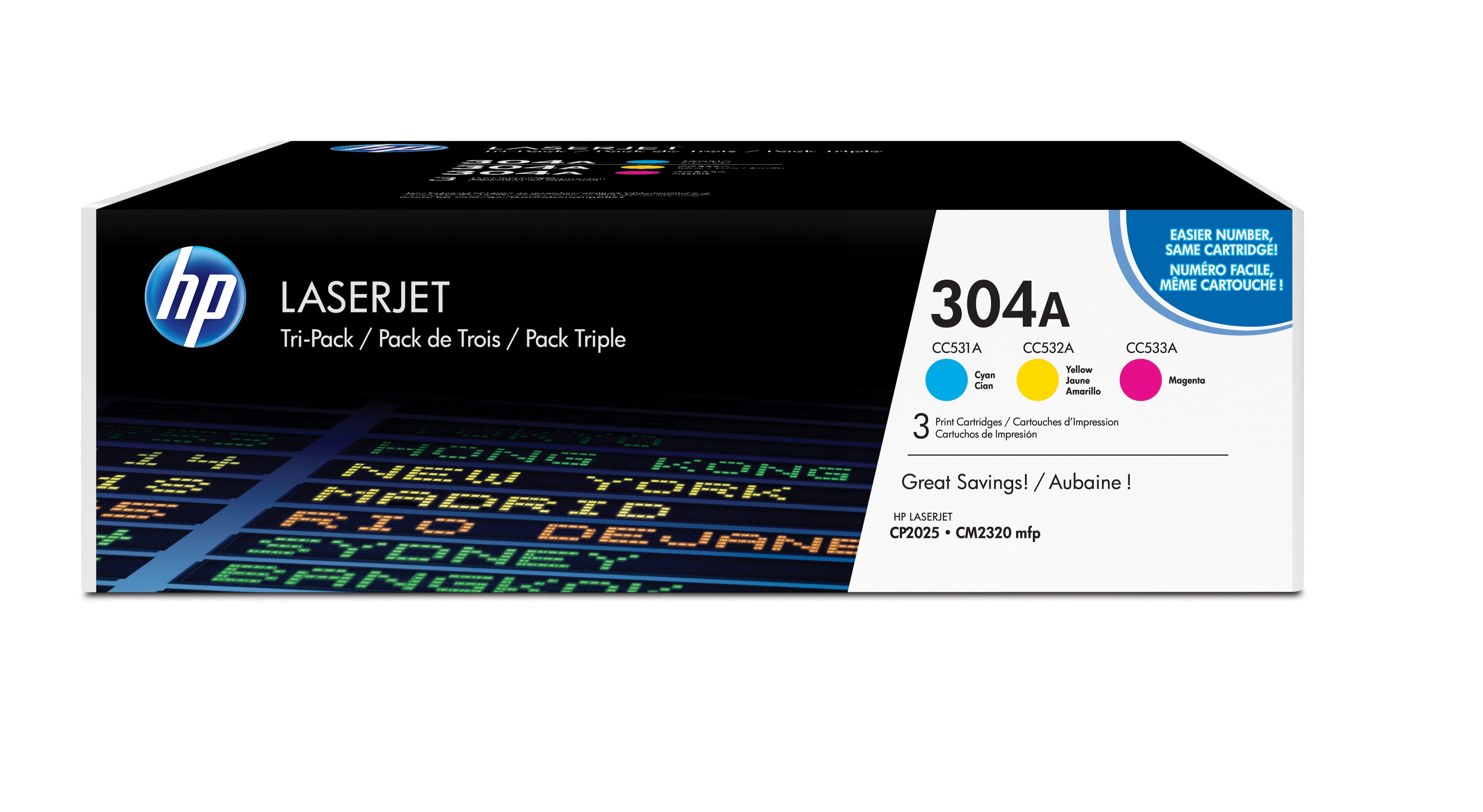 HP 304A - 3er-Pack - Gelb, Cyan, Magenta - original - LaserJet - Tonerpatrone (CF372AM)