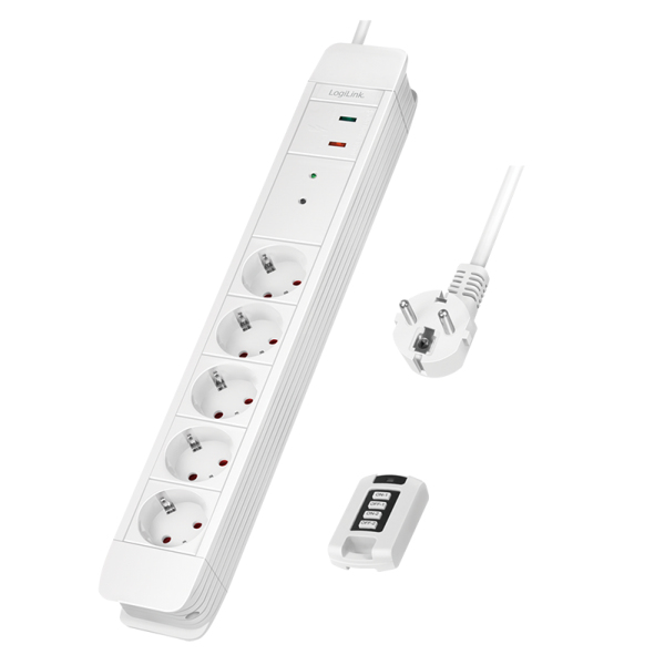 LogiLink Steckdosenleiste - Wechselstrom 230 V - 3680 Watt - Eingabe, Eingang power CEE 7/7 - Ausgangsanschlüsse: 5 (5 x Stecker CEE 7/3)