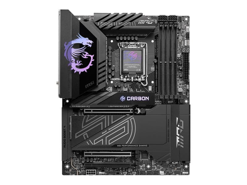 MSI MPG Z890 Carbon WiFi - Motherboard - ATX - LGA1851-Sockel - Z890 Chipsatz - USB 3.2 Gen 1, USB-C 3.2 Gen 2x2 - 2.5 Gigabit LAN, 5 Gigabit Ethernet, Wi-Fi 7, Bluetooth - Onboard-Grafik (CPU erforderlich)