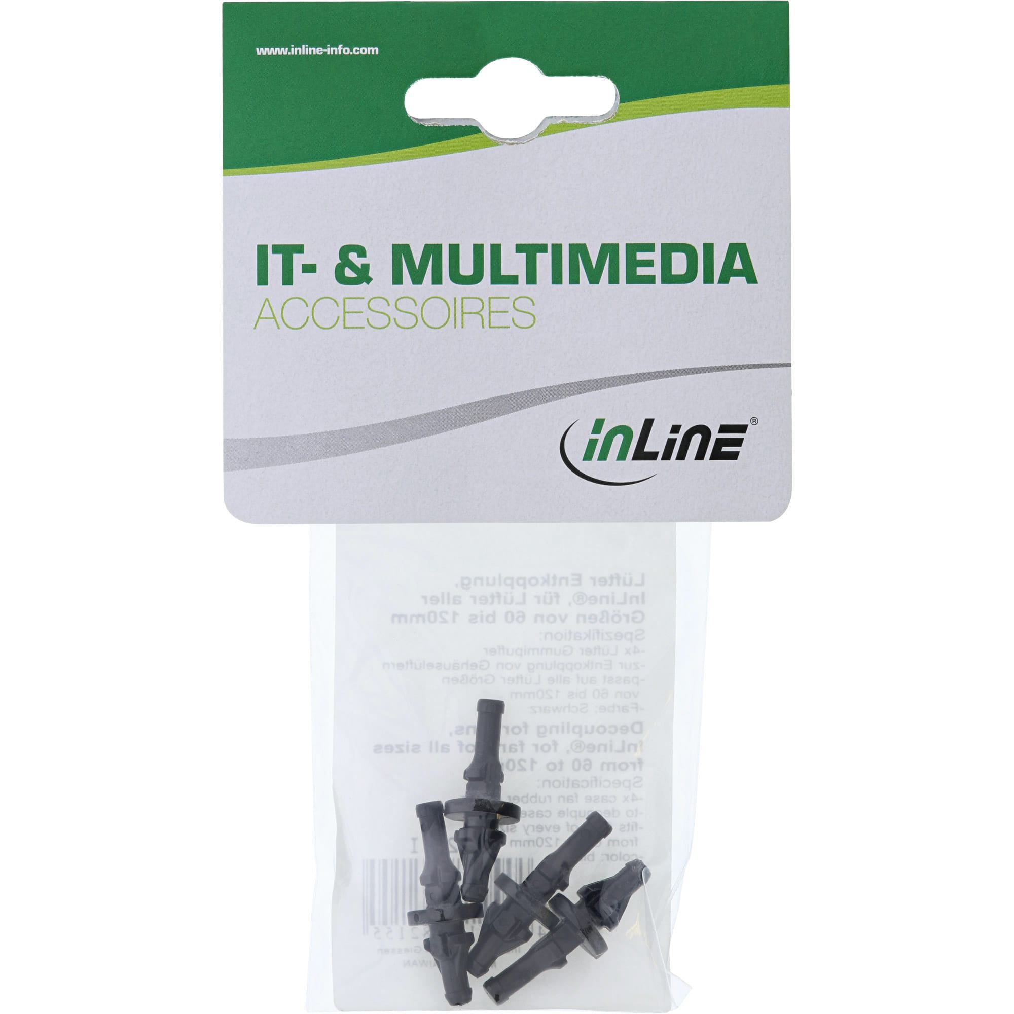 InLine Lüfter Entkopplung - für Lüfter aller Größen von 60 bis 120mm - 4er Pack