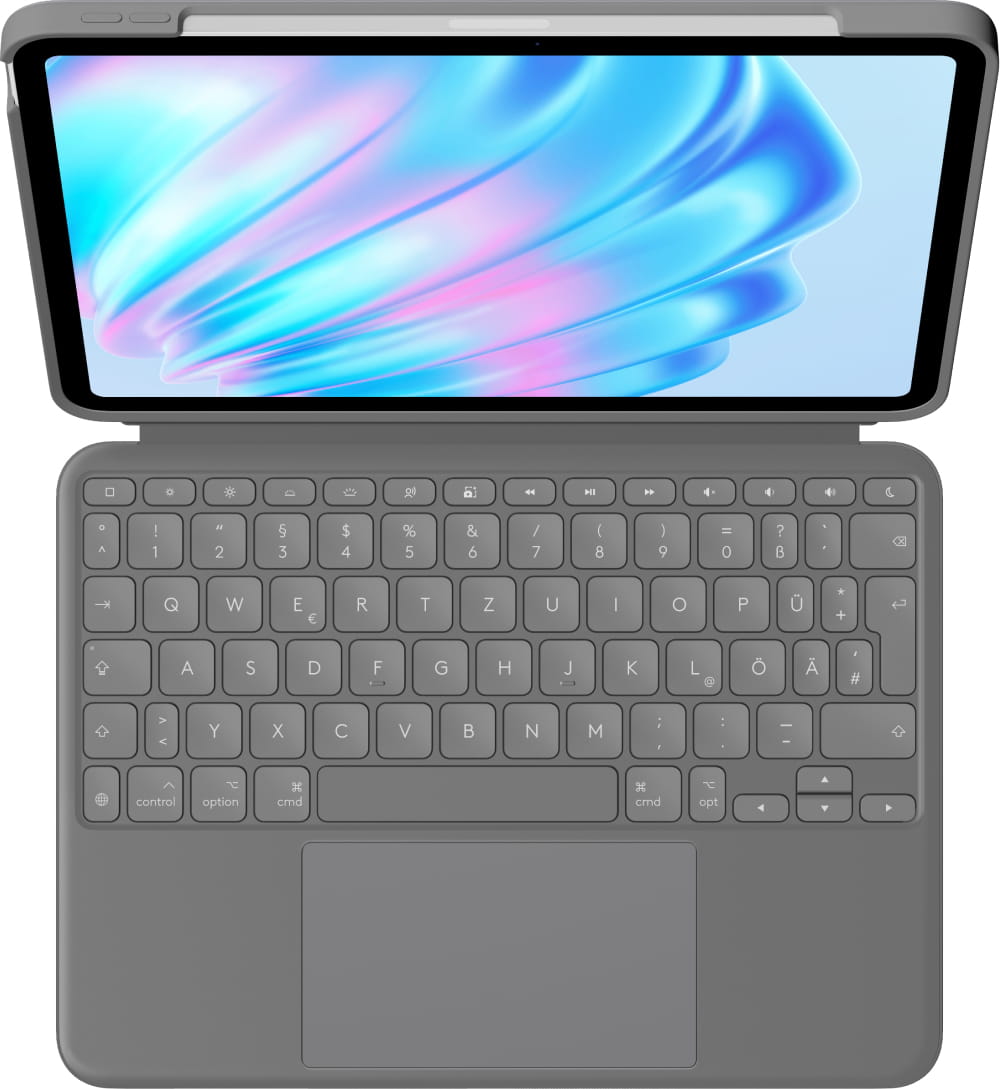 Logitech Combo Touch - Tastatur und Foliohülle - mit Trackpad - hintergrundbeleuchtet - Apple Smart connector - QWERTZ - Deutsch - Oxford Gray - für Apple 10.9-inch iPad Air (5. Generation)