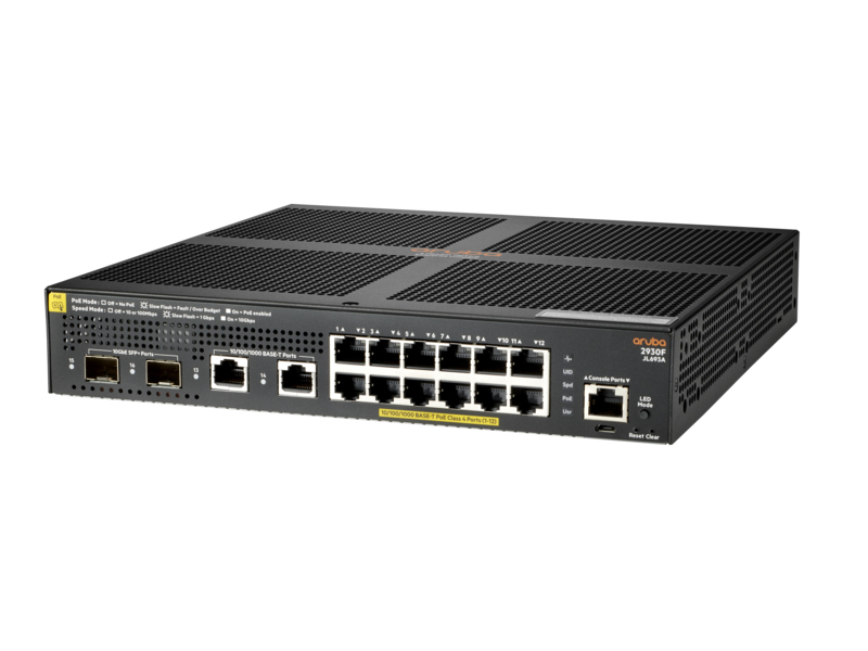 HPE Aruba 2930F 12G PoE+ 2G/2SFP+ - Switch - L3 - managed - 12 x 10/100/1000 (PoE+)