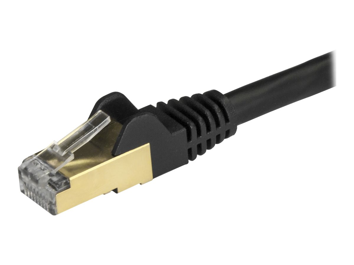 StarTech.com 1m CAT6A Ethernet Cable, 10 Gigabit Shielded Snagless RJ45 100W PoE Patch Cord, CAT 6A 10GbE STP Network Cable w/Strain Relief, Black, UL Certified Wiring/TIA - Category 6A - 26AWG (6ASPAT1MBK)