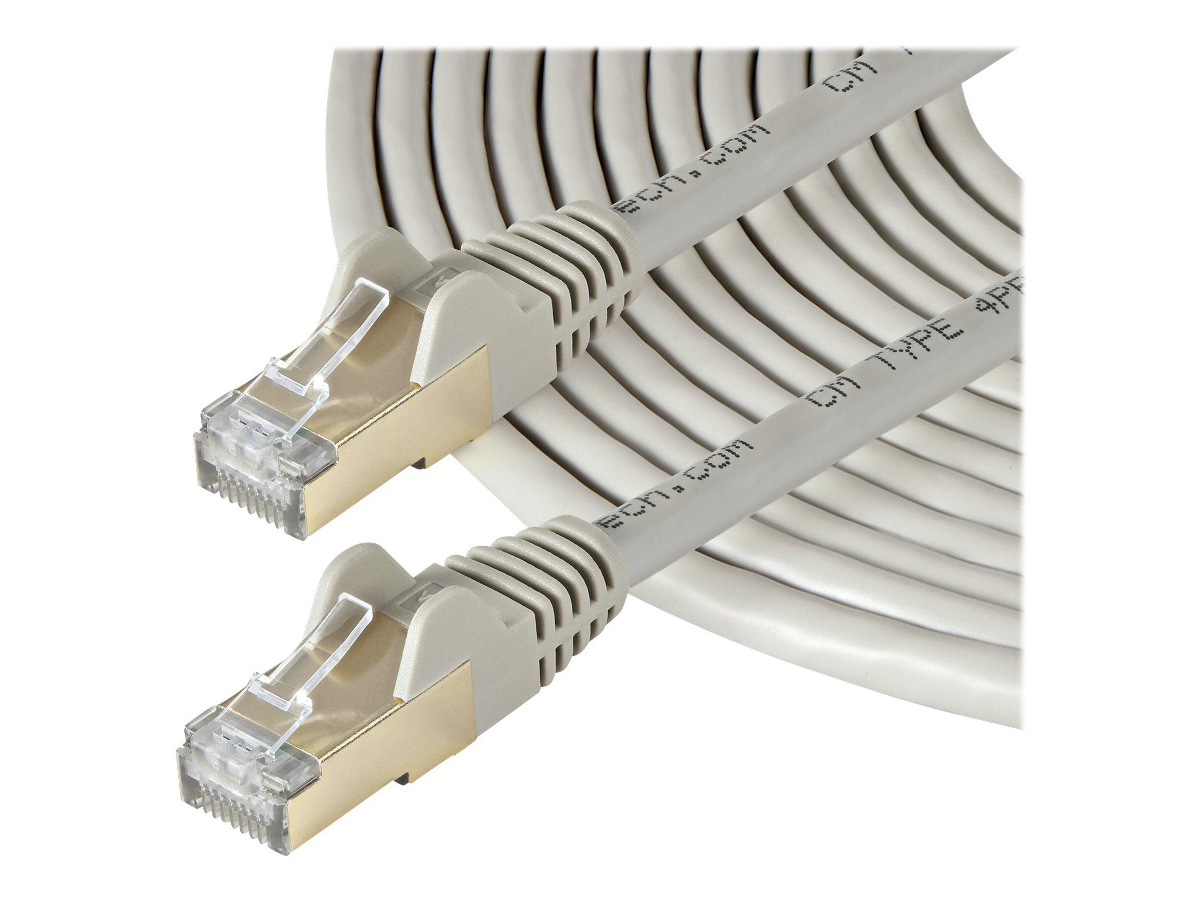 StarTech.com 10m CAT6A Ethernet Cable, 10 Gigabit Shielded Snagless RJ45 100W PoE Patch Cord, CAT 6A 10GbE STP Network Cable w/Strain Relief, Grey, UL Certified Wiring/TIA - Category 6A - 26AWG (6ASPAT10MGR)