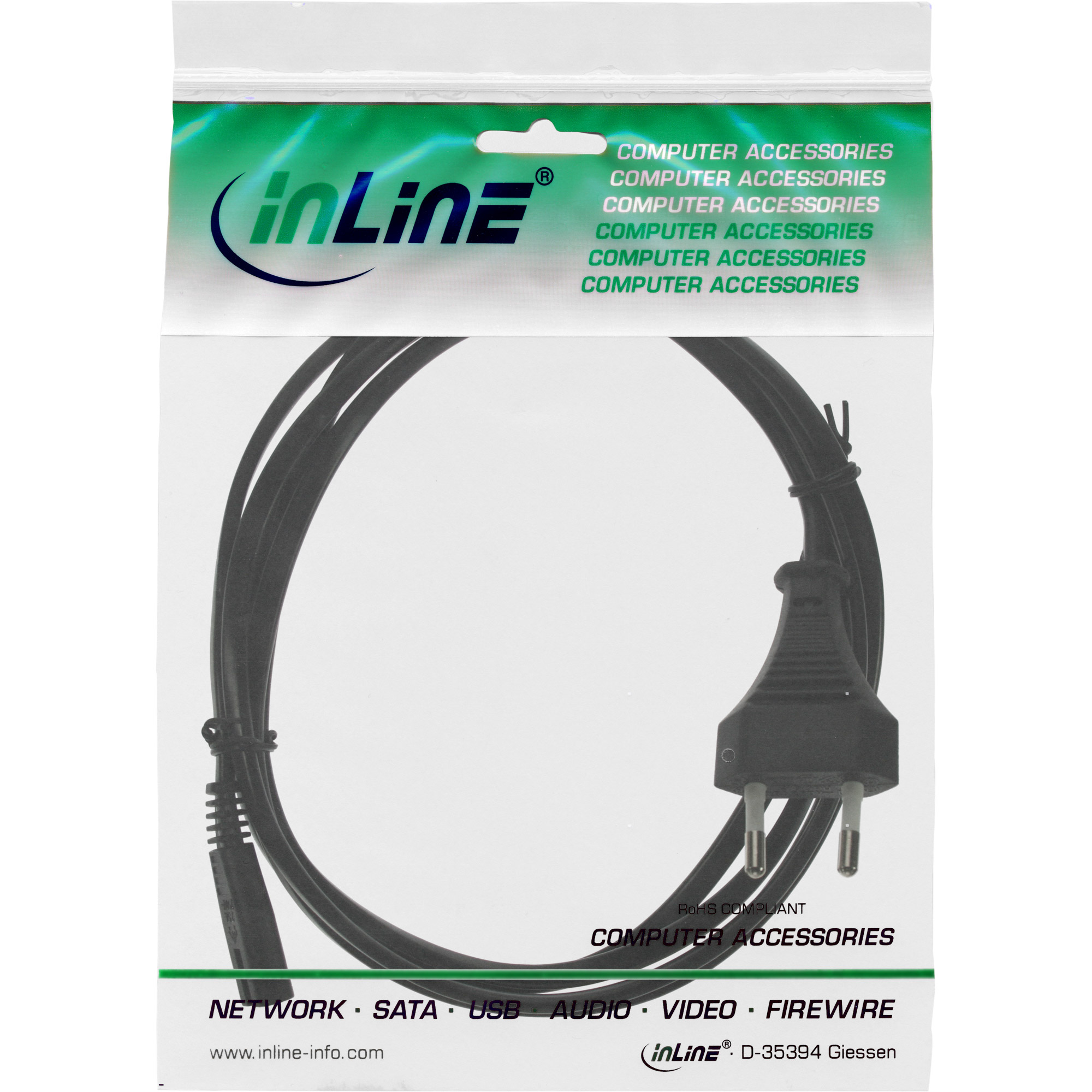InLine Netzkabel - Netzstecker auf Euro 8 C7 Stecker - 1,08m InLine Netzkabel - Netzstecker auf Euro 8 C7 Stecker - 1,08m