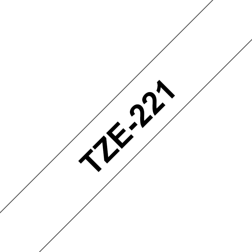 Brother TZe-221 - Standard-Klebstoff - Schwarz auf Weiß - Rolle (0,9 cm x 8 m)