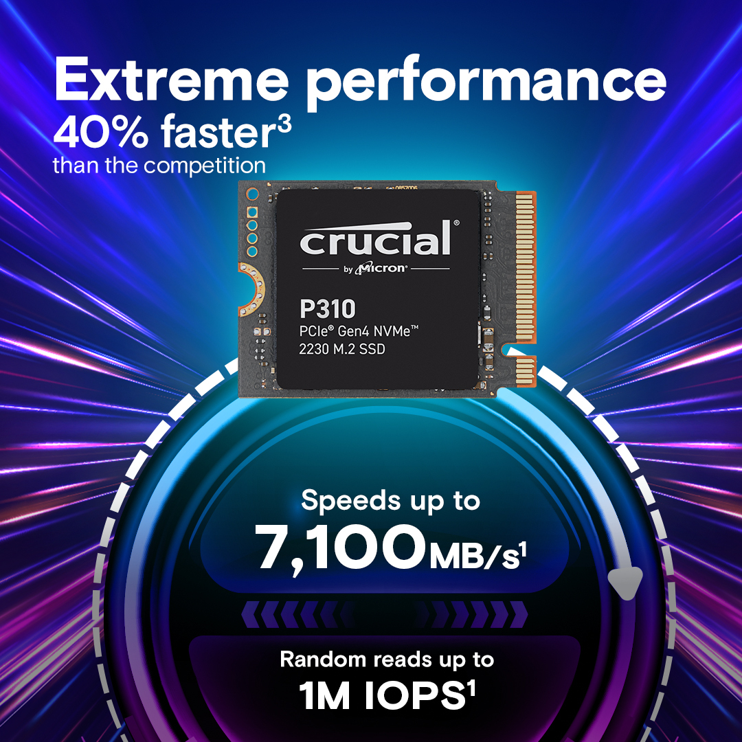Crucial P310 - SSD - Extreme Performance - 2 TB - intern - M.2 2230 - PCIe 4.0 x4 (NVMe)