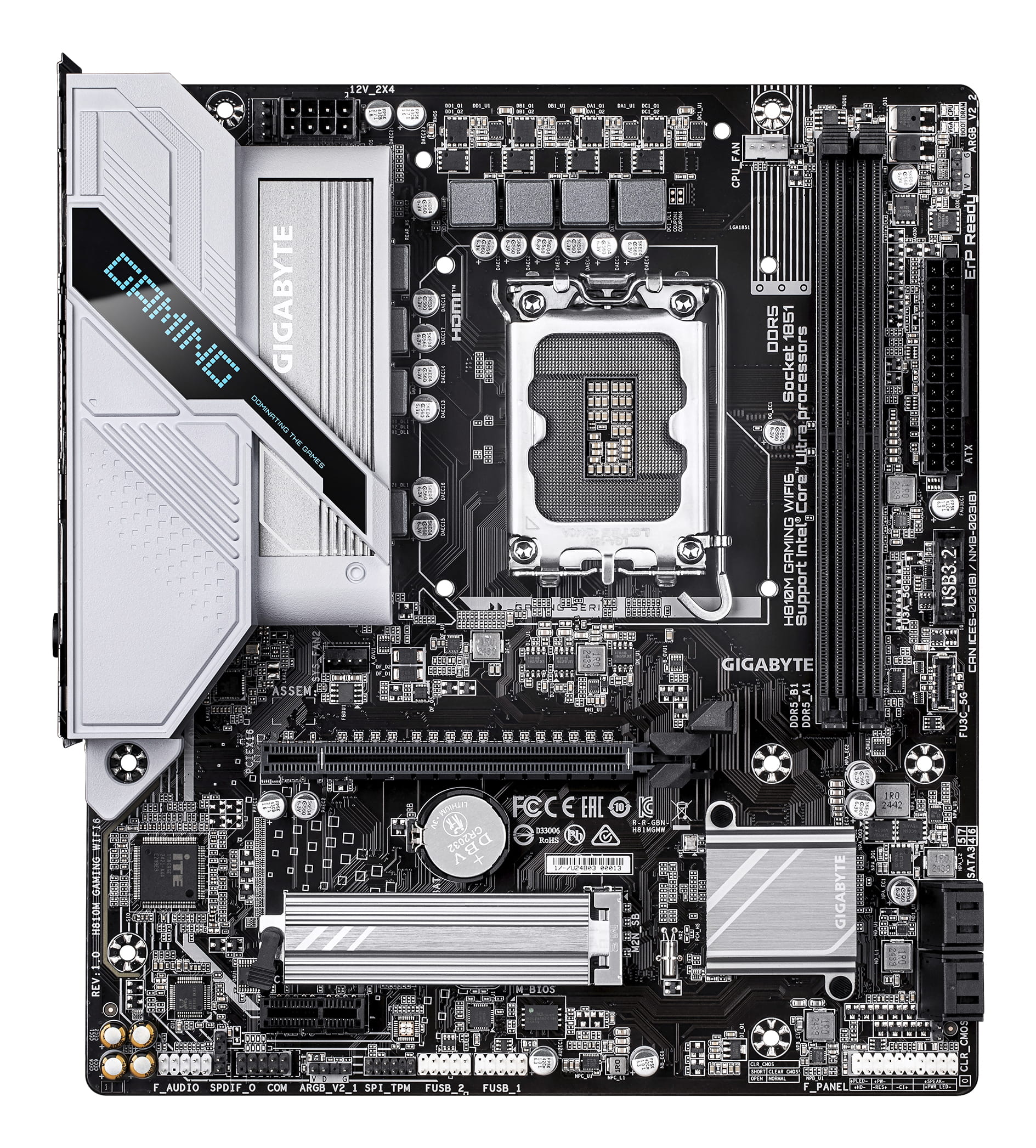 Gigabyte H810M GAMING WIFI6 - Motherboard - micro ATX - LGA1851 Sockel - H810 Chipsatz - USB-C 3.2 Gen 1, USB 3.2 Gen 1 - Wi-Fi 6, Bluetooth, 2.5 Gigabit LAN - Onboard-Grafik (CPU erforderlich)