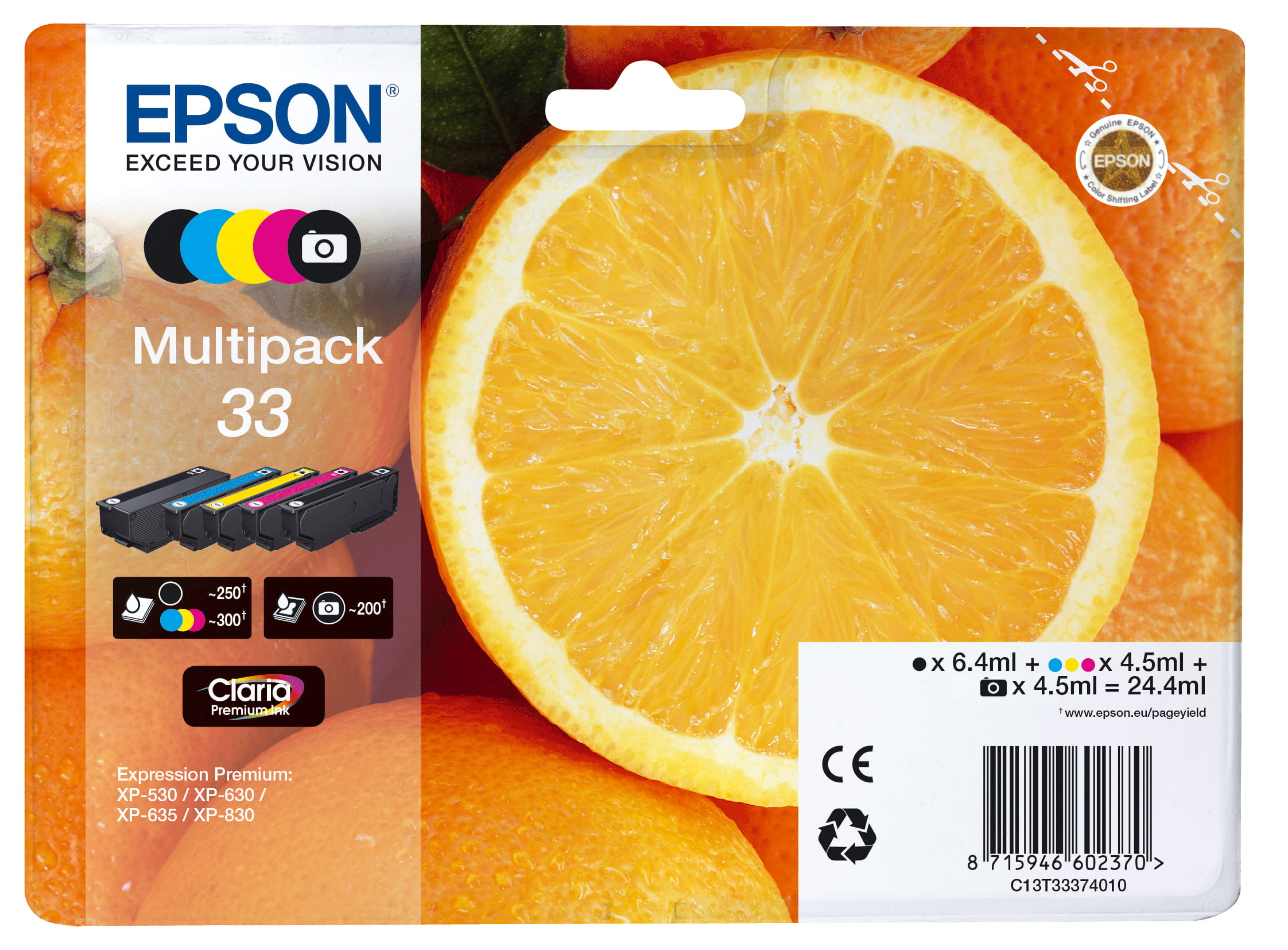 Epson 33 Multipack - 5er-Pack - 24.4 ml - Schwarz