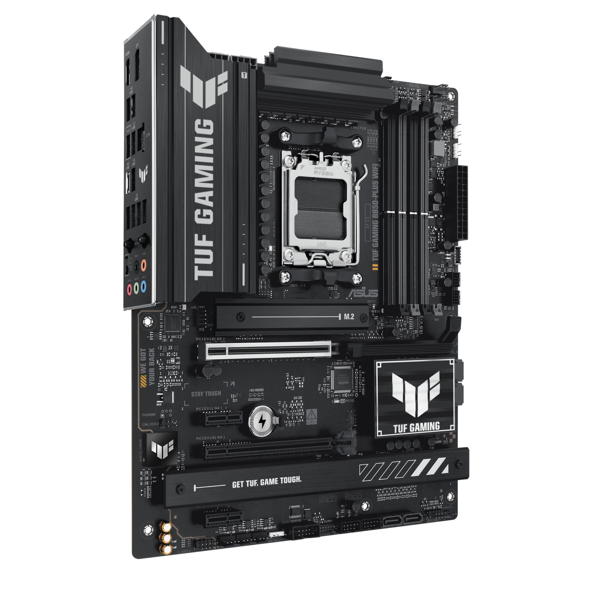 ASUS TUF GAMING B850-PLUS WIFI - Motherboard - ATX - Socket AM5 - AMD B850 Chipsatz - USB-C 3.2 Gen 2x2, USB-C 3.2 Gen2, USB 3.2 Gen 2, USB 3.2 Gen 1 - 2.5 Gigabit LAN, Wi-Fi 7, Bluetooth - Onboard-Grafik (CPU erforderlich)