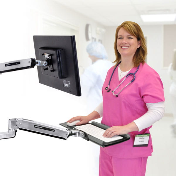 Ergotron LX Wall Mount System with Small CPU Holder - Systemeinheit-/Monitor-/Tastatur-Montagekit - Sitz-Steh - geeignet für Wandmontage - bis zu 106,7 cm (bis zu 42 Zoll)