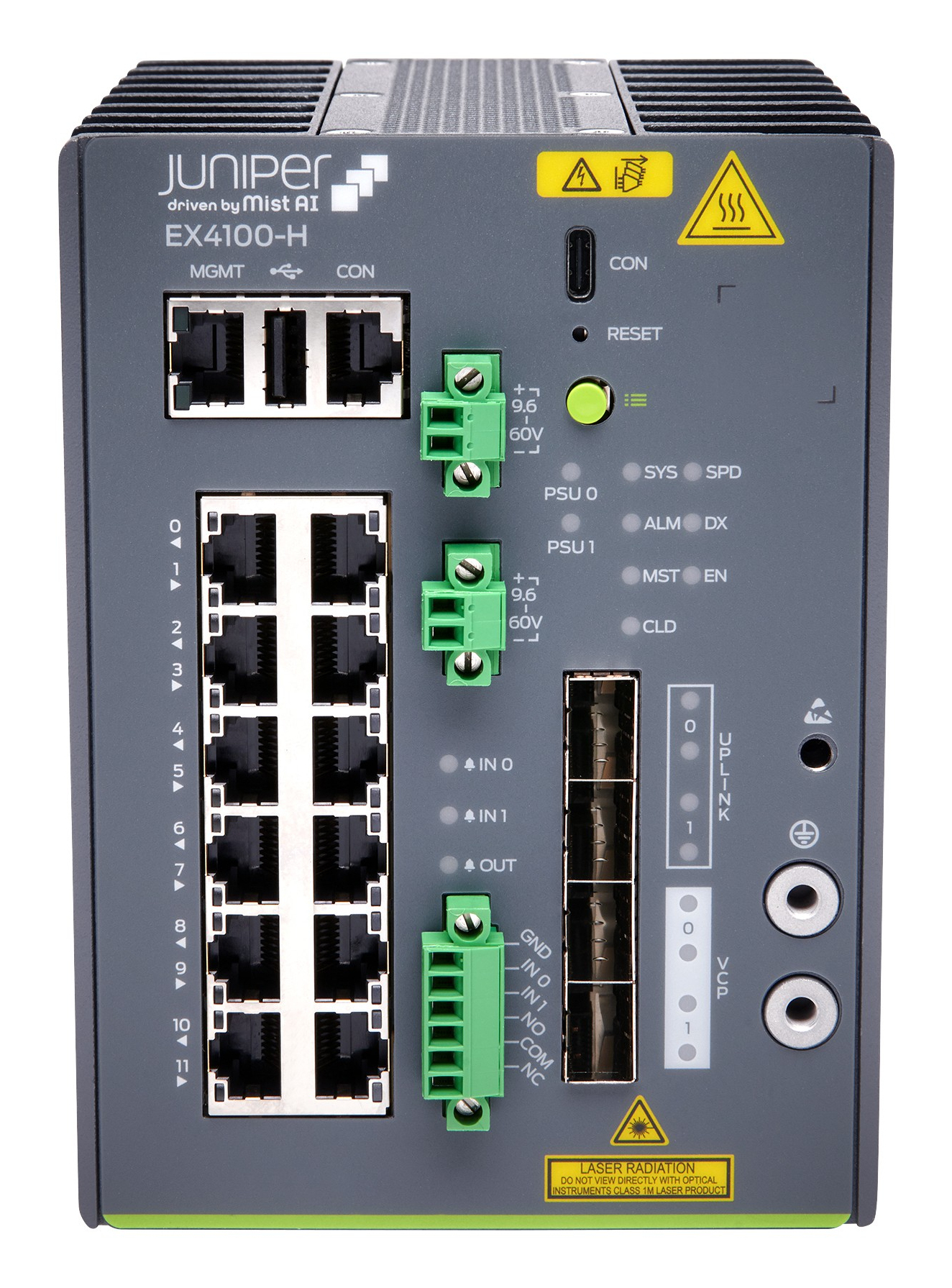 Juniper EX Series EX4100-H - Switch - L3 - managed - 8 x 10/100/1000Base-T + 4 x 100/1000/2.5G + 4 x 10 Gigabit (Uplink)