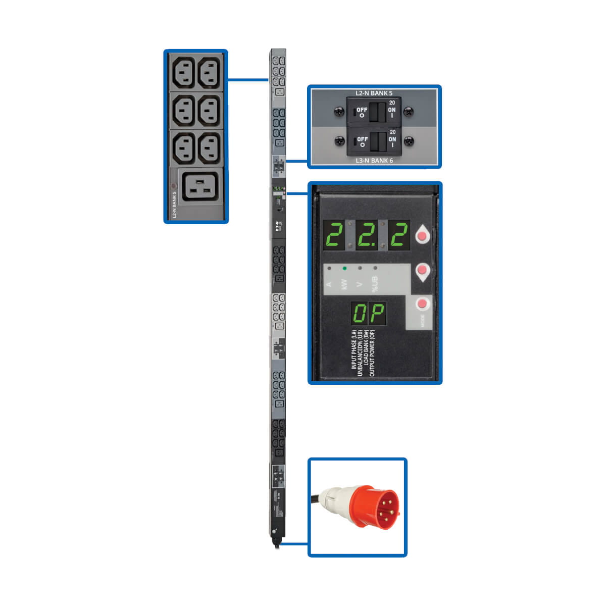 Tripp Eaton Tripp Lite Series PDU 3-Phase Metered 220/230V 22.2kW 32A IEC309 36 C13; 6 C19 0U - Vertical rackmount - Stromverteilungseinheit (Rack - einbaufähig)