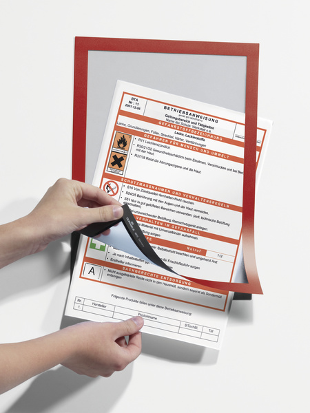 Durable DURAFRAME - Dokumentenhalterung - Oberflächenmontage - für A4 - doppelseitig - Rot (Packung mit 2)