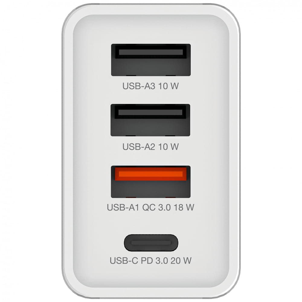 Verbatim Netzteil - 30 Watt - 5 A - PD 3.0, QC 3.0 - 4 Ausgabeanschlussstellen (24 pin USB-C, 3 x USB Typ A)