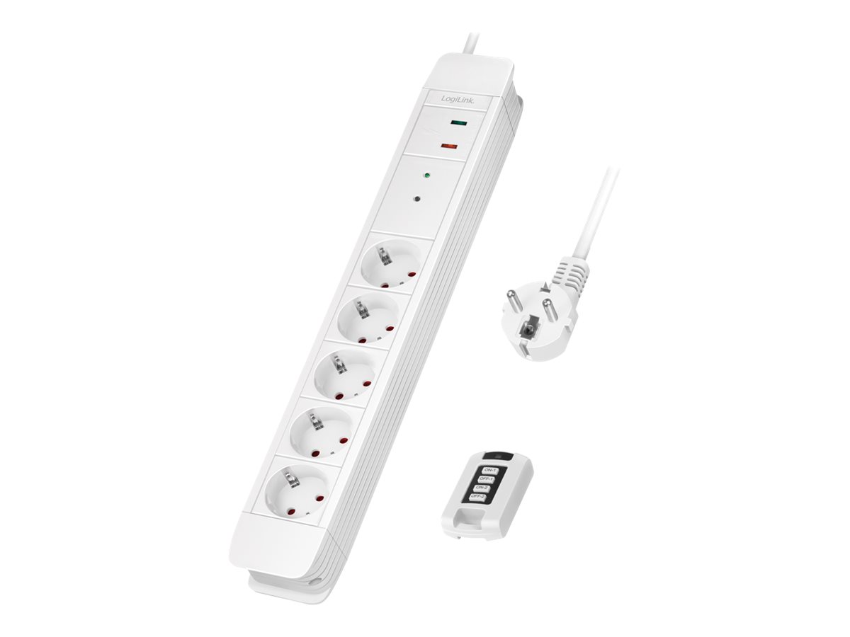 LogiLink Steckdosenleiste - Wechselstrom 230 V - 3680 Watt - Eingabe, Eingang power CEE 7/7 - Ausgangsanschlüsse: 5 (5 x Stecker CEE 7/3)