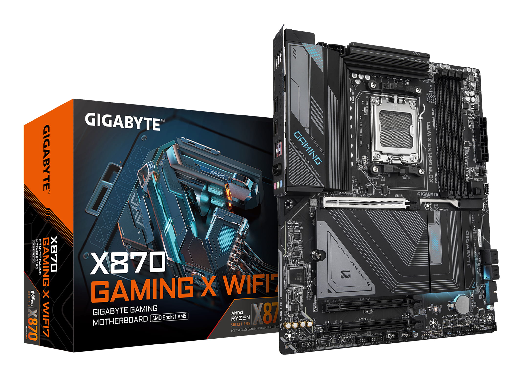 Gigabyte X870 GAMING X WIFI7 - Motherboard - ATX - Socket AM5 - AMD X870 Chipsatz - USB-C 3.2 Gen 2x2, USB4, USB 3.2 Gen 1, USB 3.2 Gen 2 - 2.5 Gigabit LAN, Bluetooth, Wi-Fi 7 - Onboard-Grafik (CPU erforderlich)