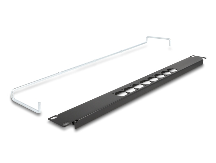 Delock Patchpanel (Blindblech) - D-Typ, Zugentlastung, zentral - Rack montierbar - Schwarz - 1U - 48.3 cm (19")