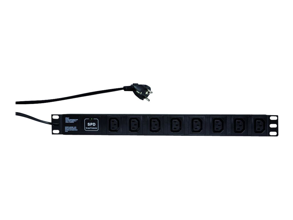 LogiLink Stromverteilungseinheit (Rack - einbaufähig) - Wechselstrom 230 V - Eingabe, Eingang power CEE 7/7 - Ausgangsanschlüsse: 8 (power IEC 60320 C13)