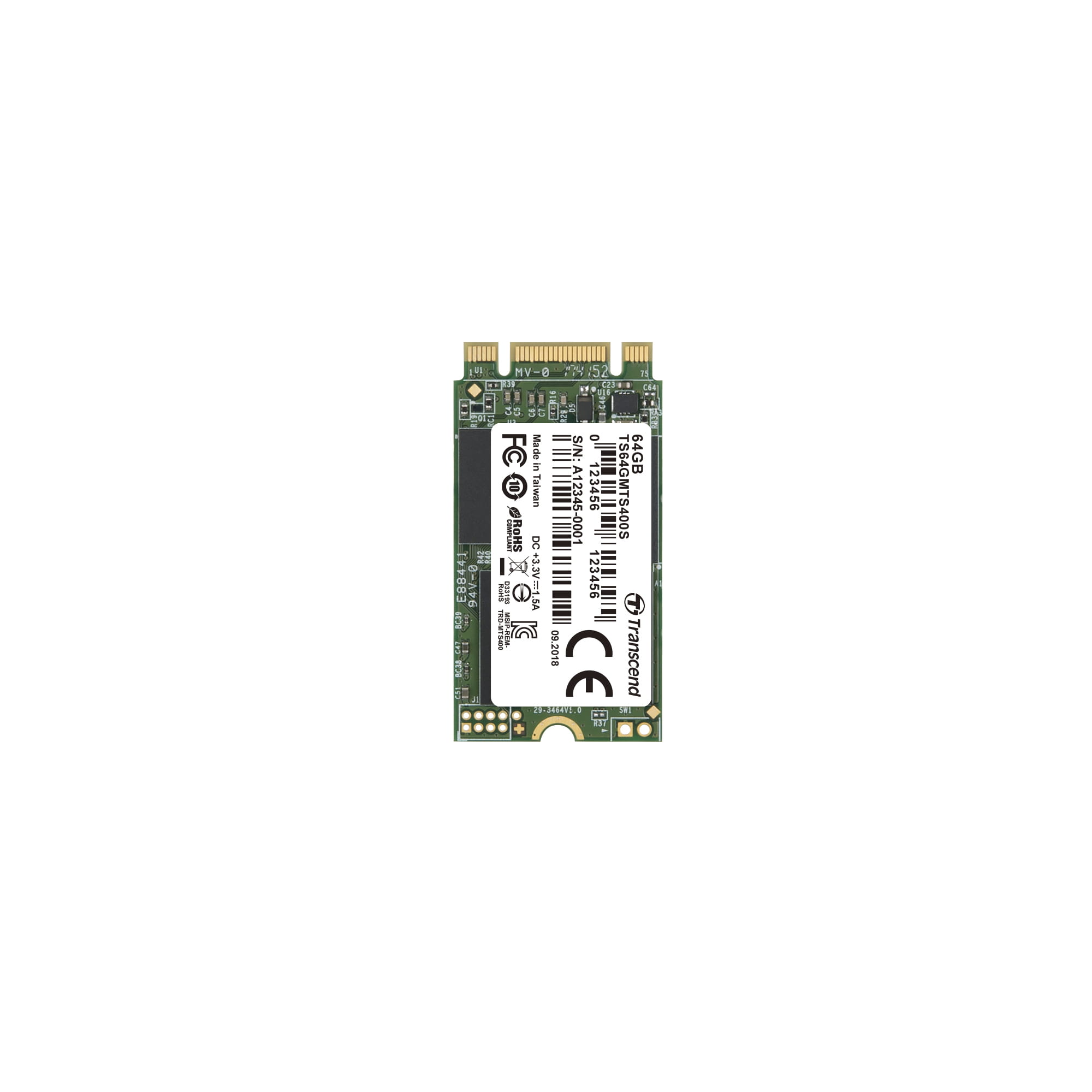 Transcend MTS400 - SSD - 64 GB - intern - M.2