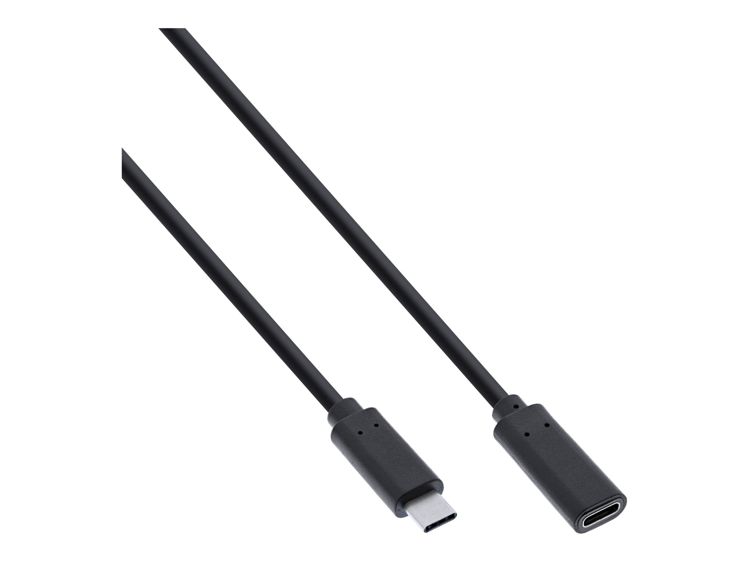 InLine USB 3.2 Gen.2x2 Kabel - USB-C Verlängerung ST/BU - schwarz - 0,5m
