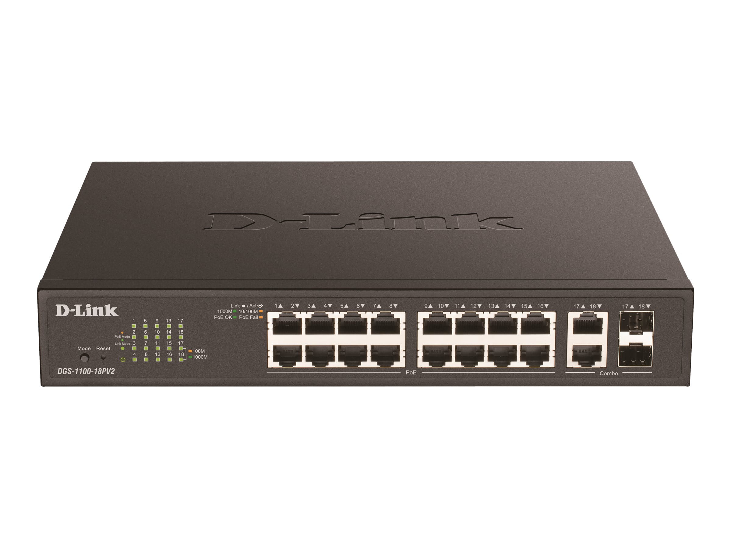 D-Link DGS 1100-18PV2 - Switch - Smart - 16 x 10/100/1000 (PoE+)