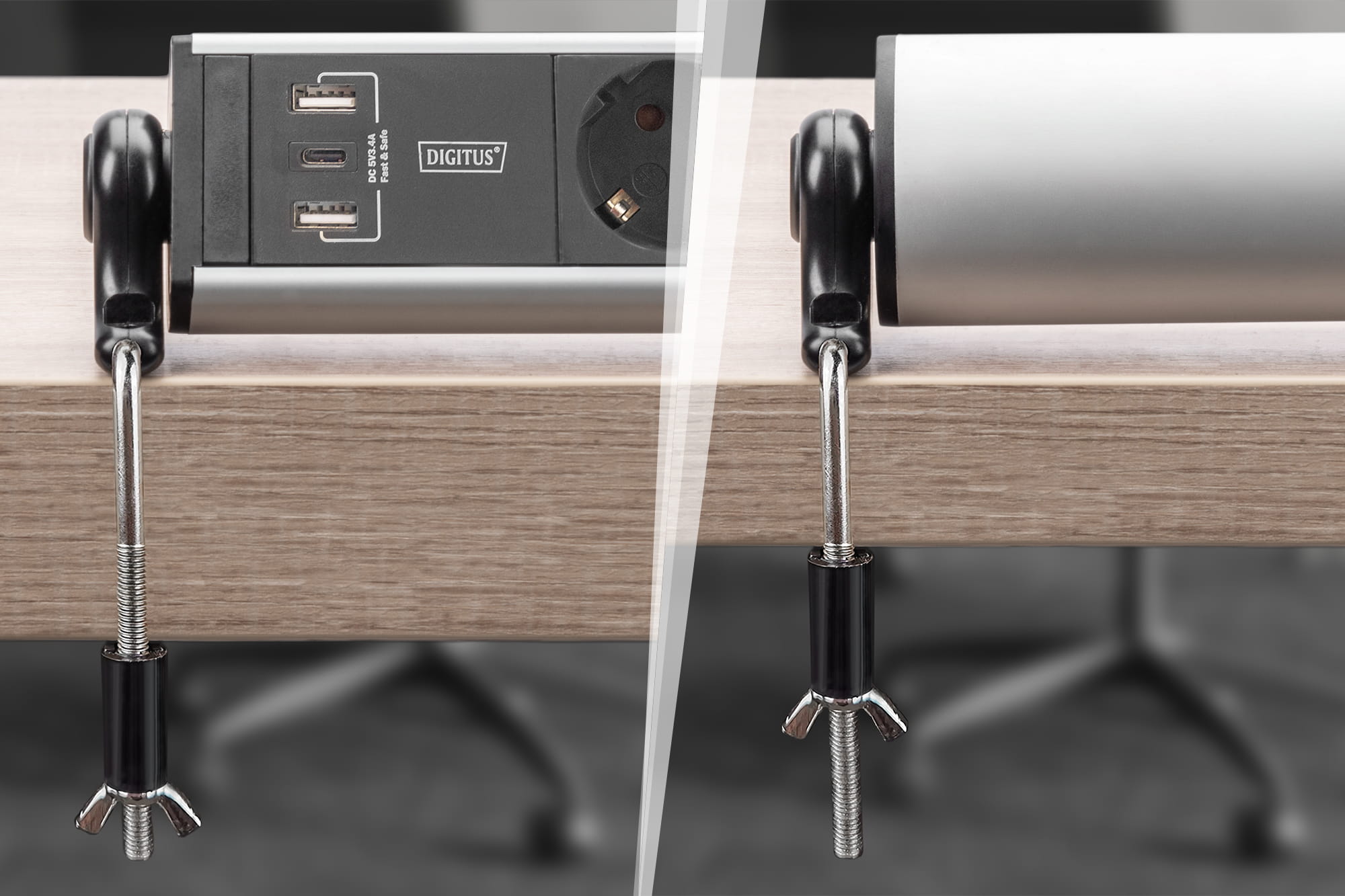 DIGITUS 6-fach Office-Steckdosenleiste mit 3x USB-Anschlüssen