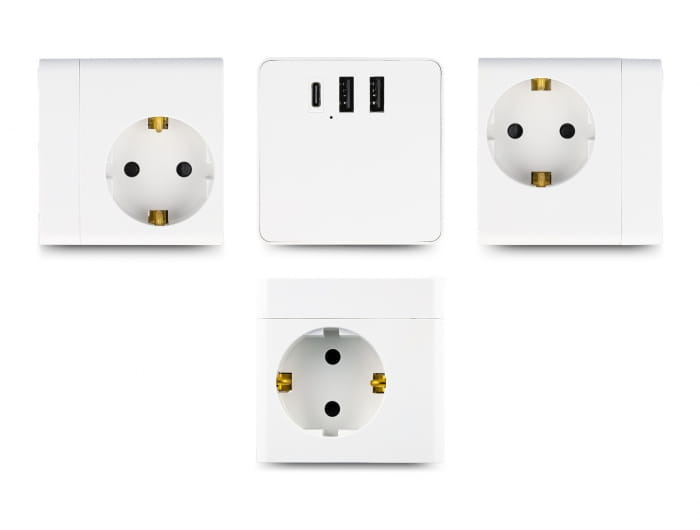 Delock Netzteil - 17 Watt - 3.4 A - 6 Ausgabeanschlussstellen (2 x USB, USB-C, 3 x Stecker CEE 7/3)
