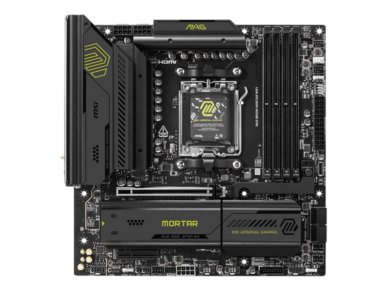 MSI MAG B850M MORTAR WIFI - Motherboard - micro ATX - Socket AM5 - AMD B850 Chipsatz - USB 3.2 Gen 1, USB 3.2 Gen 2, USB-C 3.2 Gen2, USB-C 3.2 Gen 2x2 - 5 Gigabit Ethernet, Wi-Fi 7, Bluetooth - Onboard-Grafik (CPU erforderlich)