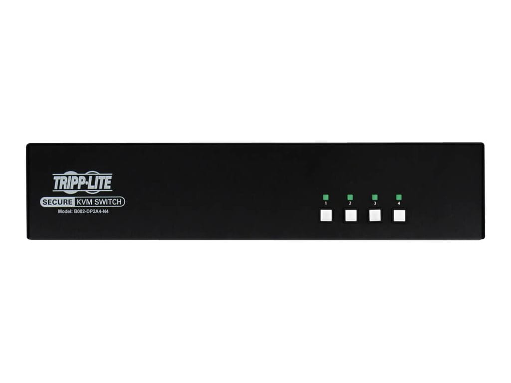 Tripp Secure KVM Switch, 4-Port, Dual Head, DisplayPort to DisplayPort, 4K, NIAP PP4.0, Audio, TAA