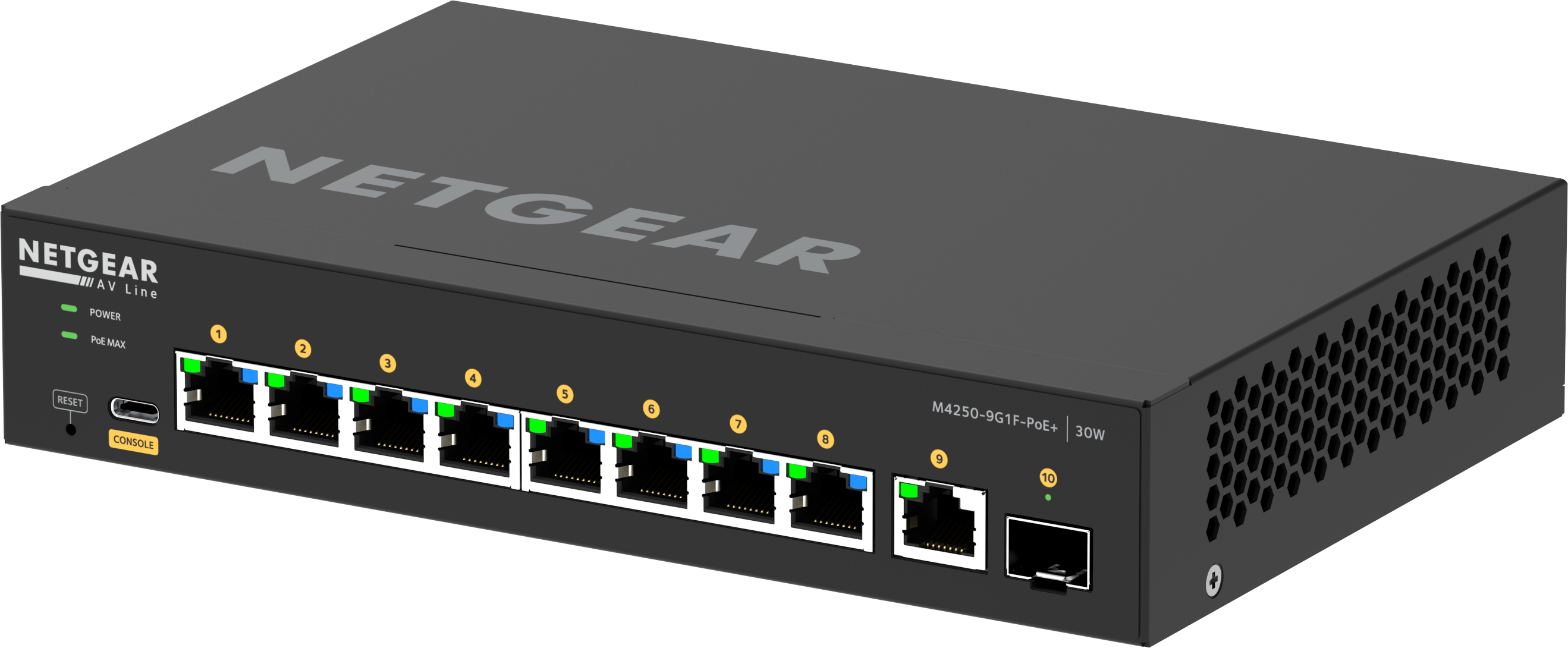 Netgear AV Line M4250-9G1F-PoE+ - Switch - L3 - managed - 8 x 10/100/1000 (8 PoE+)