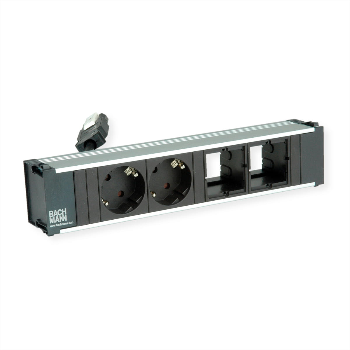 Bachmann 912.027, Drinnen, Aluminium, Kunststoff, Schwarz, Silber, 2 AC-Ausgänge, 52 mm, 259,5 mm